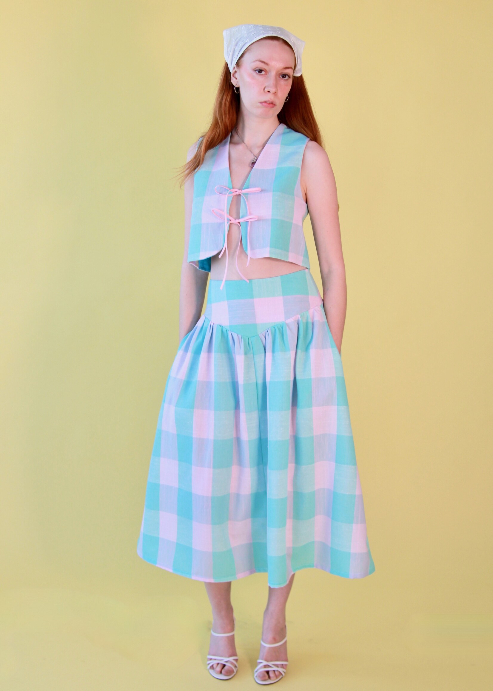 Studio Citizen Studio Citizen Maiden Skirt in Pink and Turquoise Check