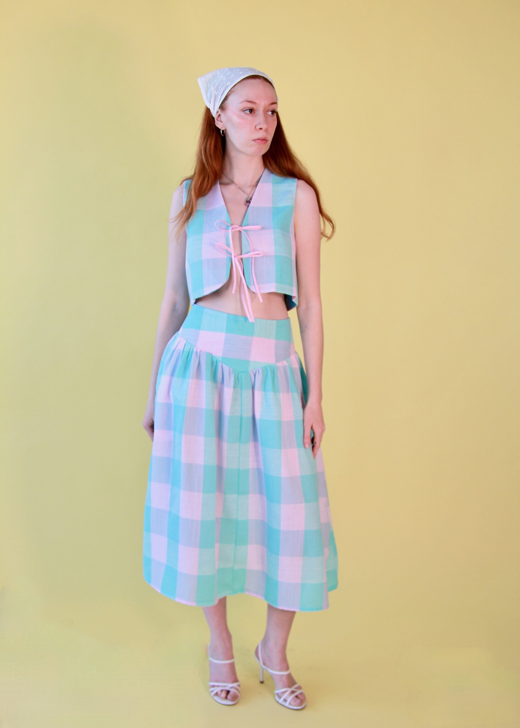 Studio Citizen Studio Citizen Maiden Skirt in Pink and Turquoise Check