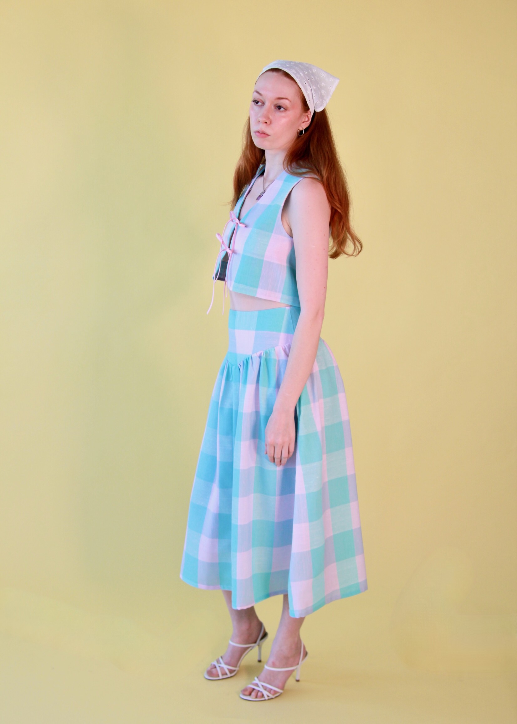 Studio Citizen Studio Citizen Maiden Skirt in Pink and Turquoise Check