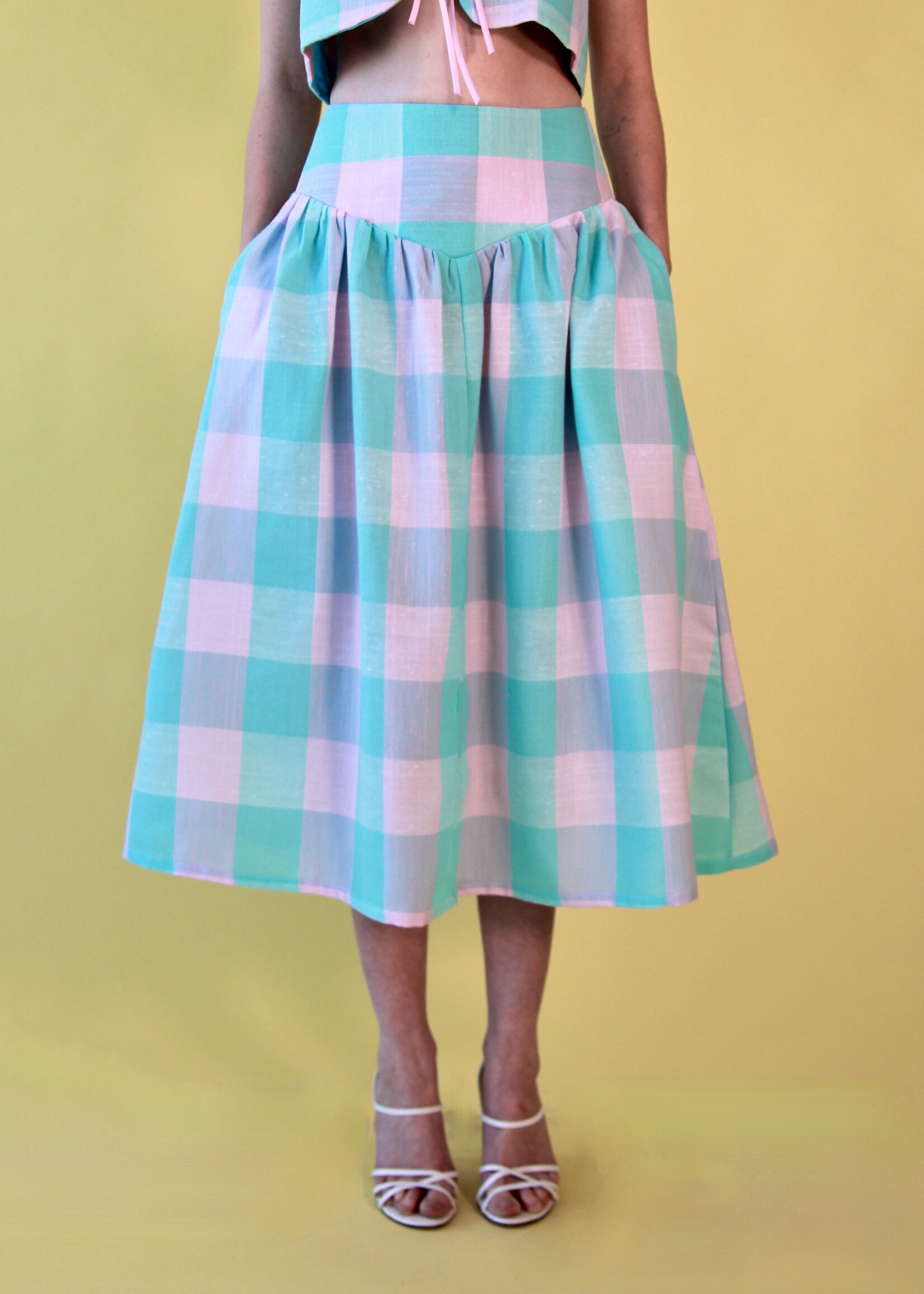 Studio Citizen Studio Citizen Maiden Skirt in Pink and Turquoise Check