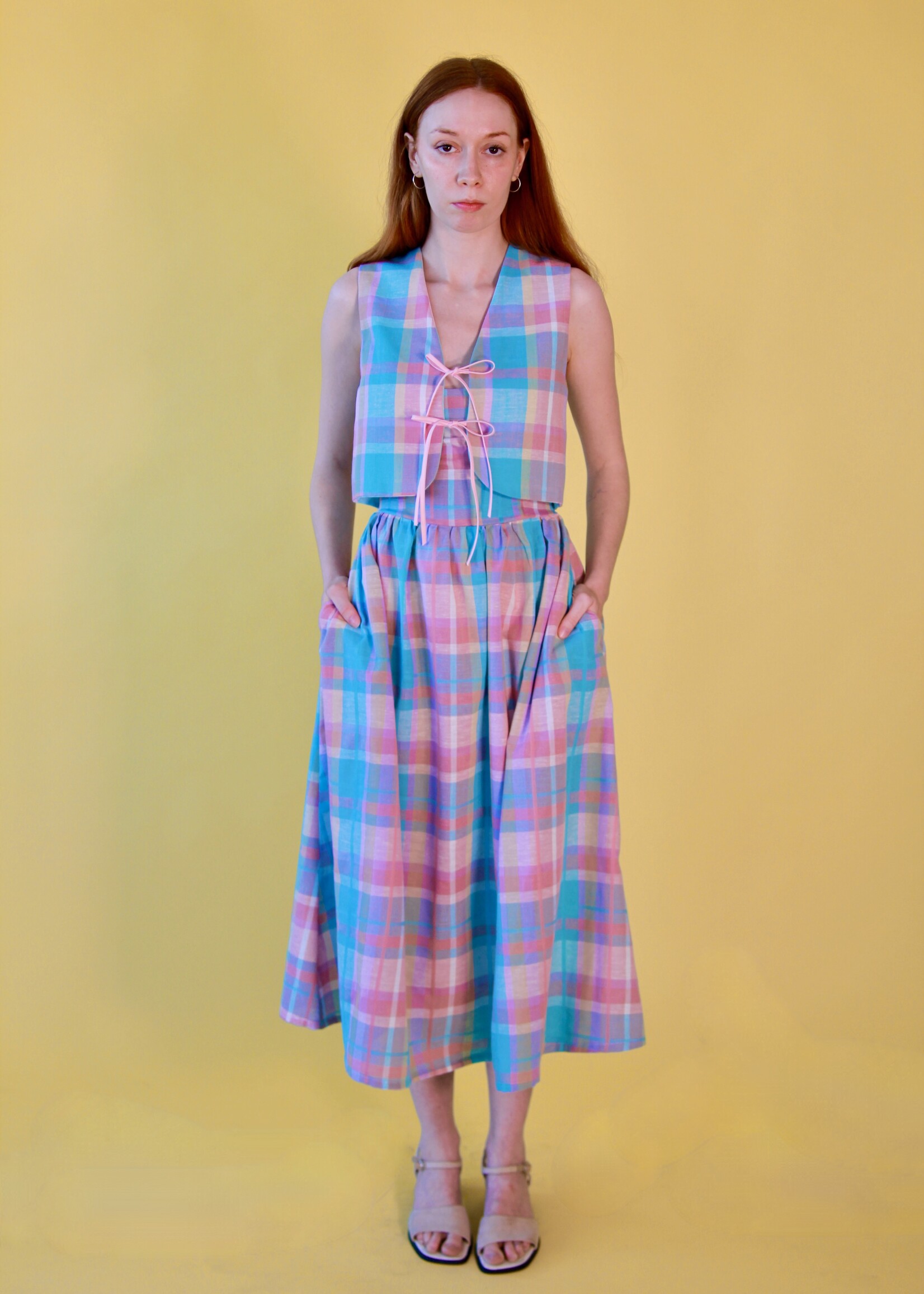 Studio Citizen Studio Citizen Fitted Vest - Reversible Pastel Plaid