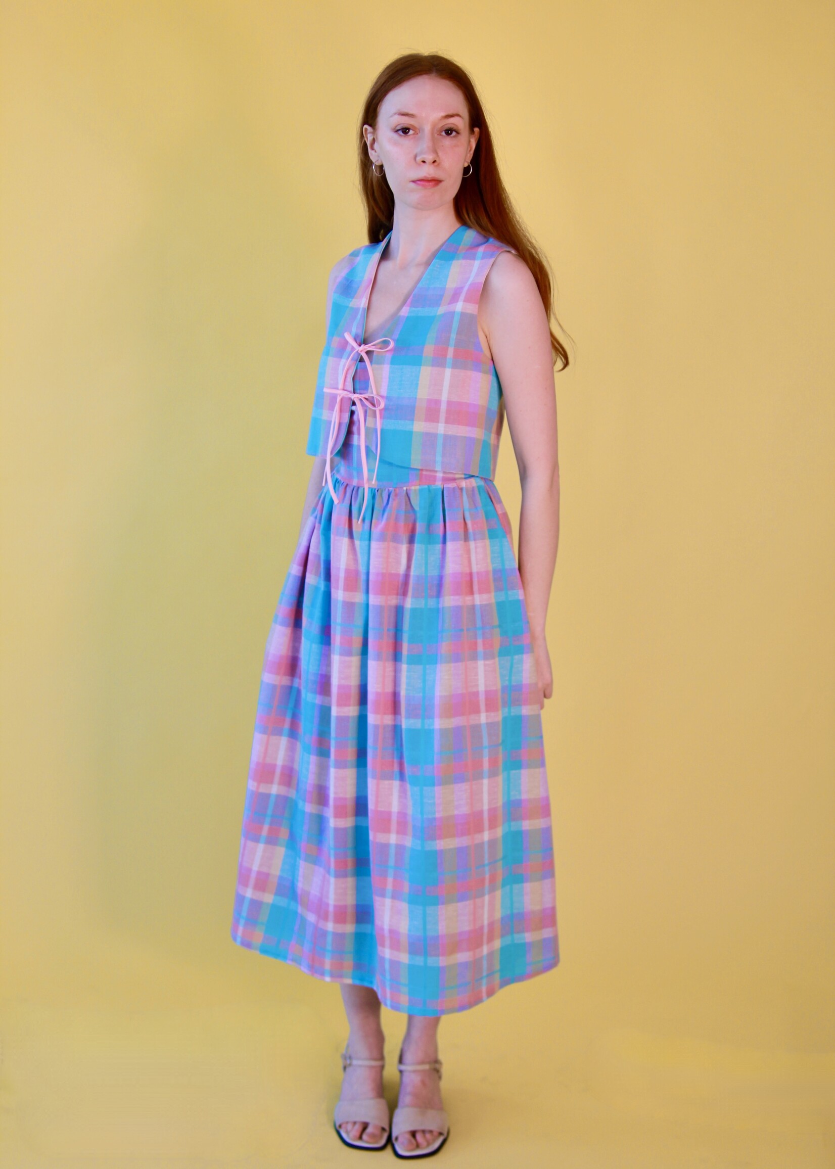 Studio Citizen Studio Citizen Fitted Vest - Reversible Pastel Plaid