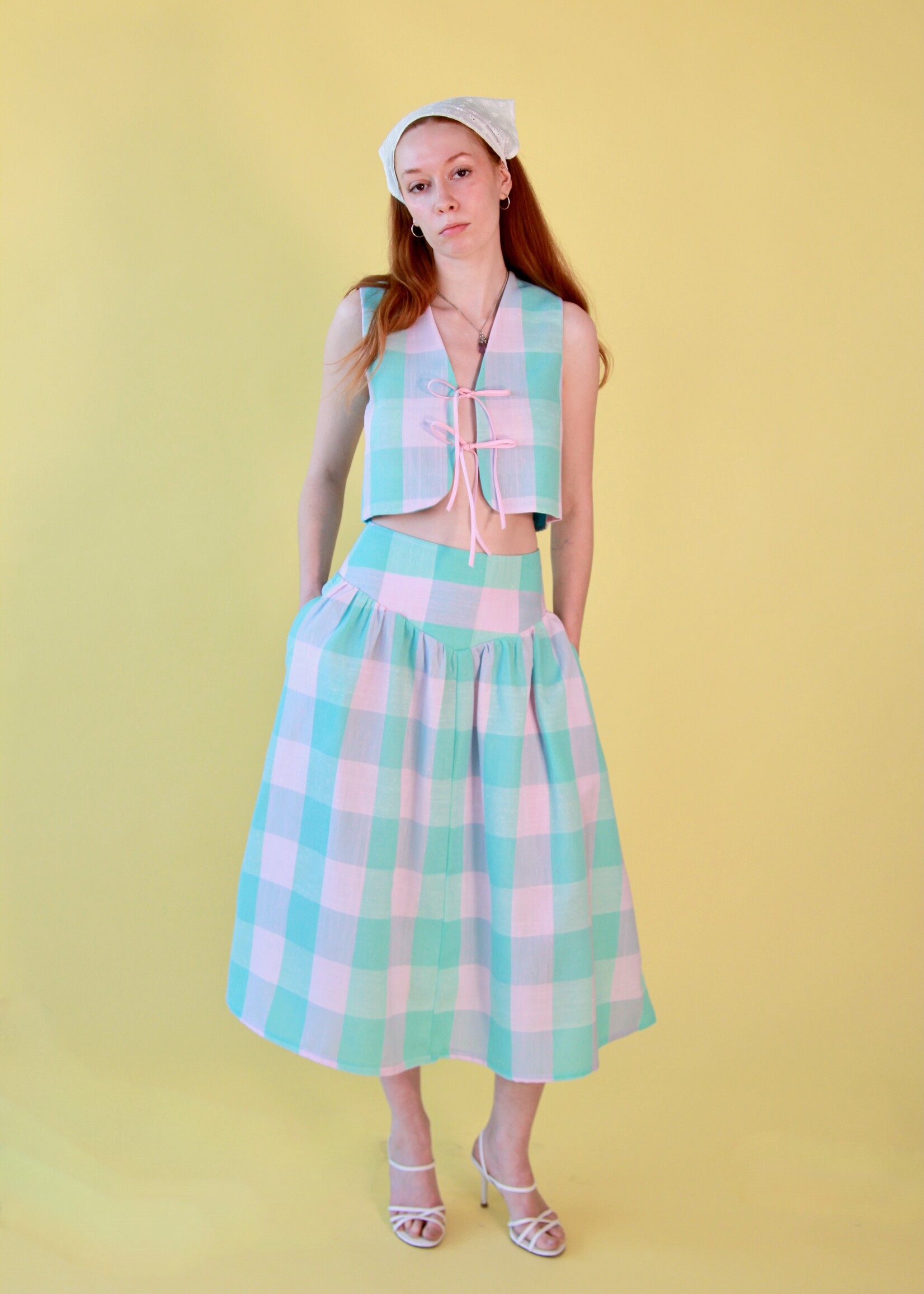 Studio Citizen Studio Citizen Fitted Vest - Reversible Pastel Plaid