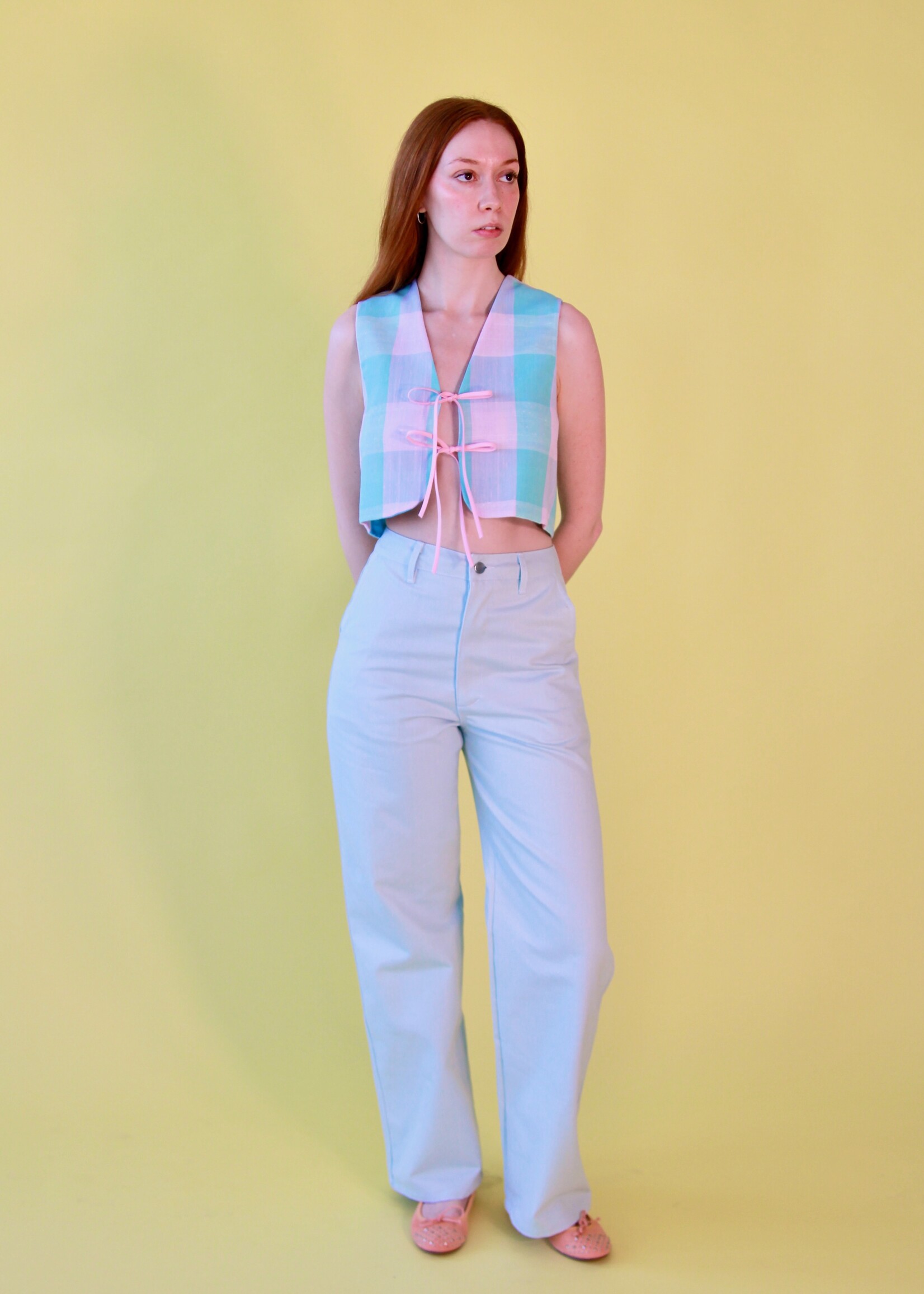 Studio Citizen Studio Citizen Fitted Vest - Reversible Pastel Plaid
