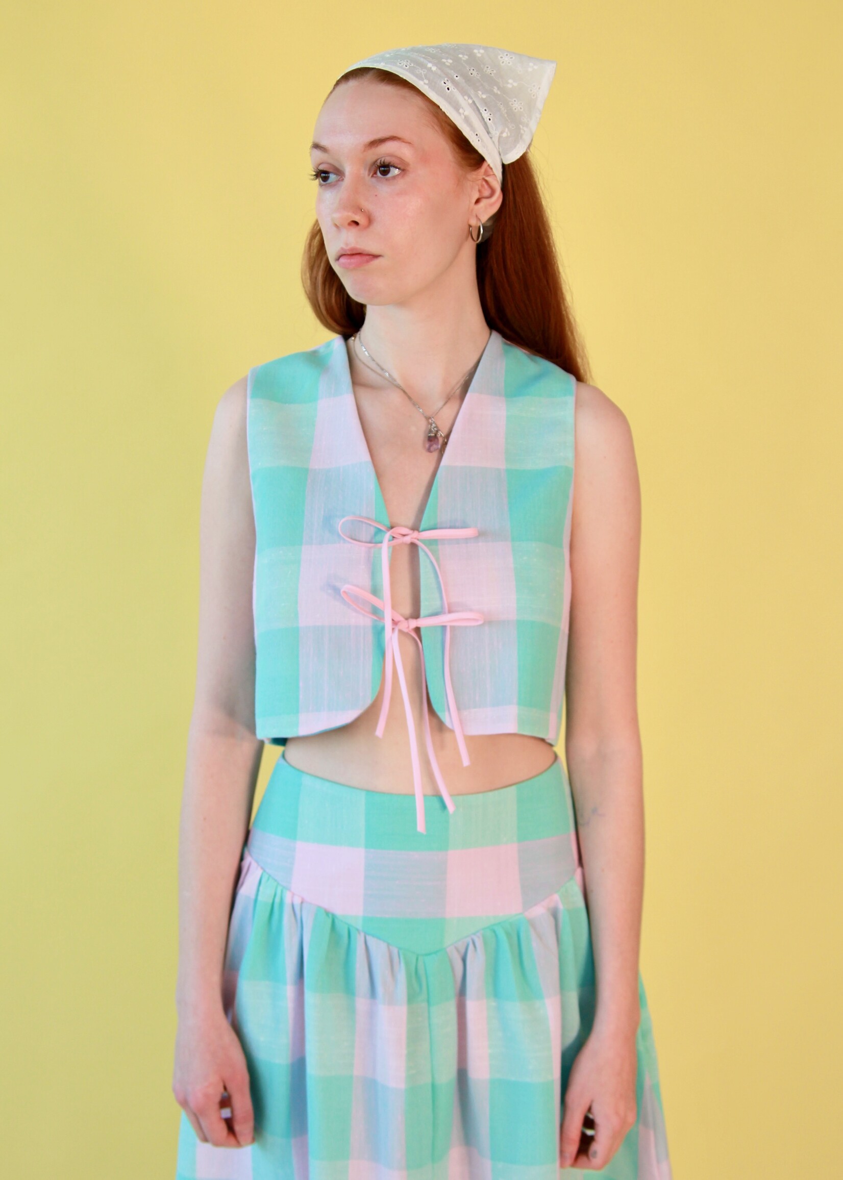 Studio Citizen Studio Citizen Fitted Vest - Reversible Pastel Plaid