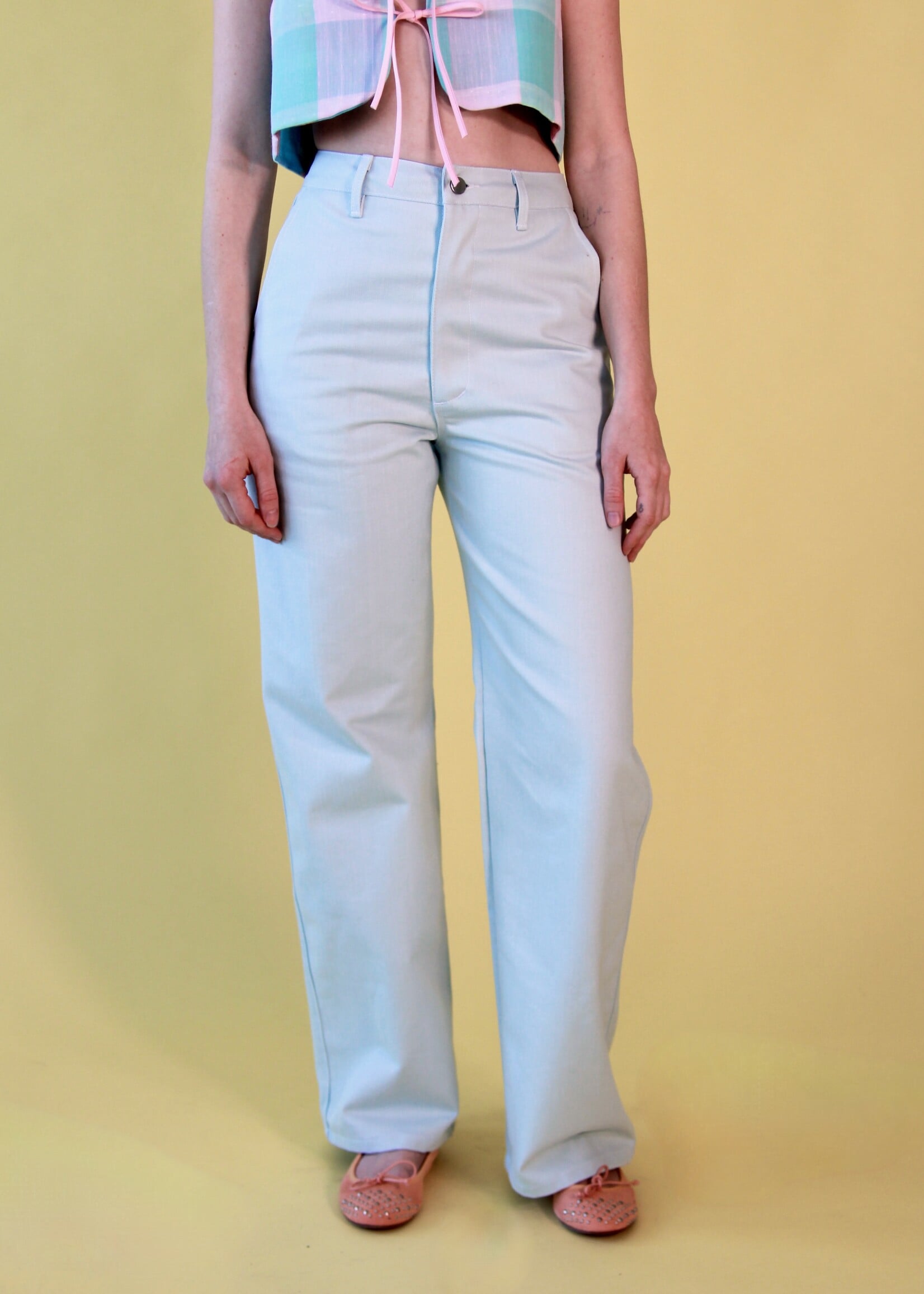 Studio Citizen Studio Citizen Straight Cut Pants  in Ice Blue Denim