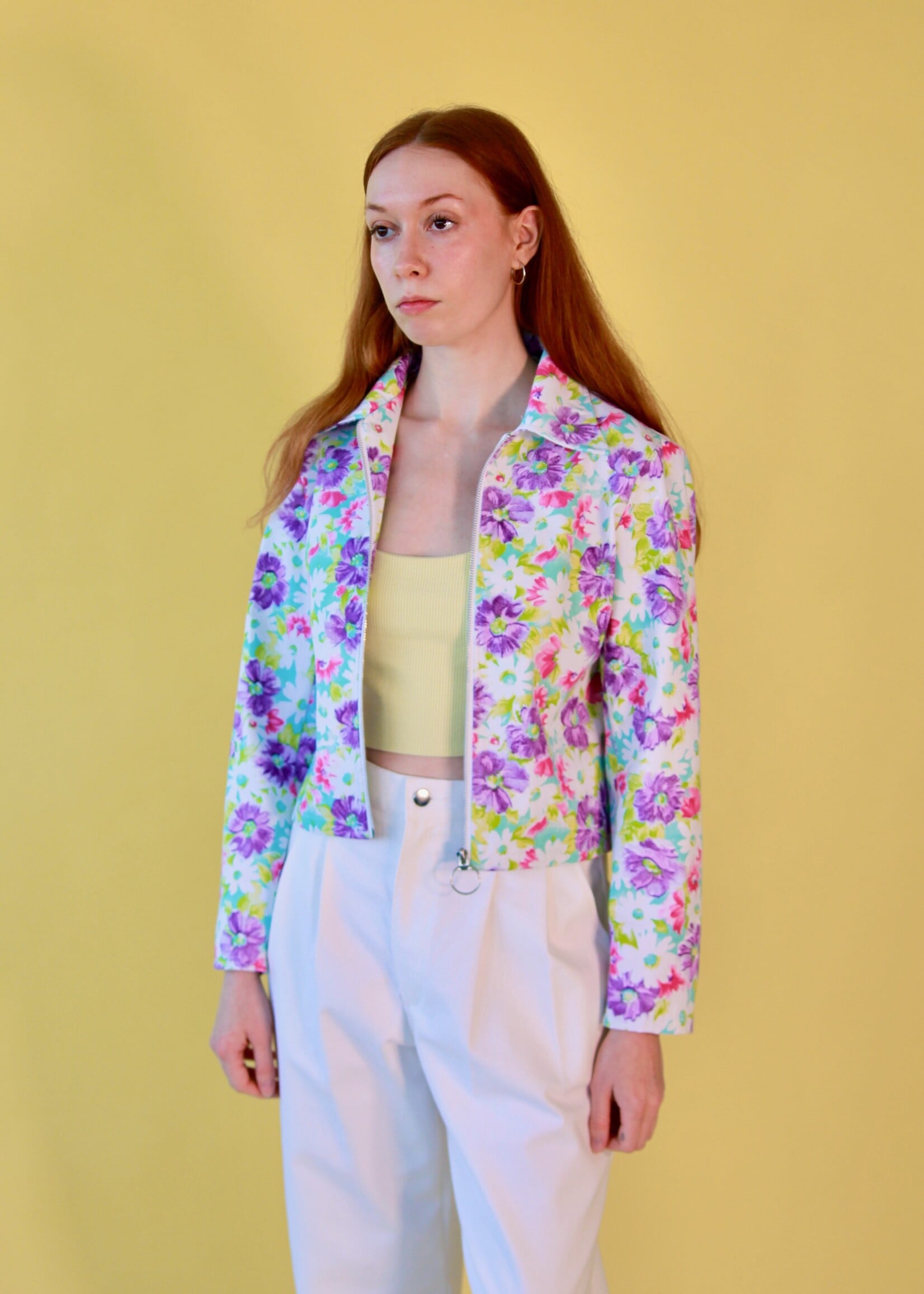 Studio Citizen Studio Citizen Zipper Jacket in Floral Denim