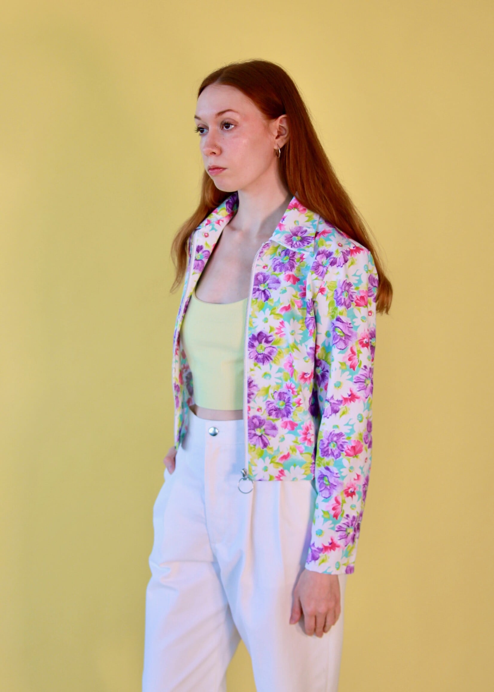 Studio Citizen Studio Citizen Zipper Jacket in Floral Denim