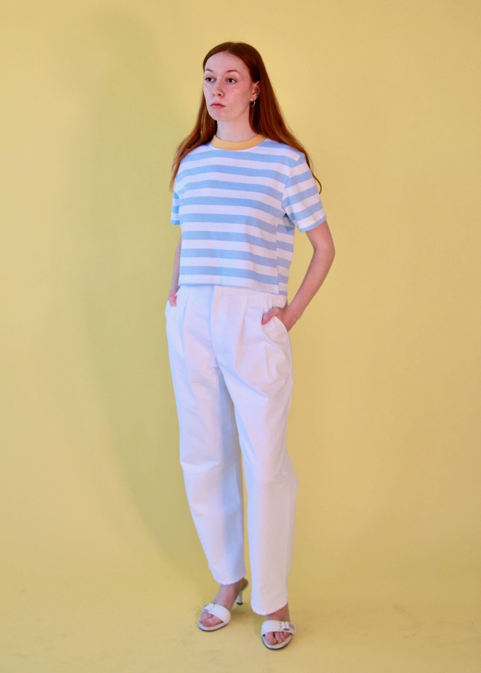 Studio Citizen Studio Citizen Perfect Tee in Light Blue Stripe