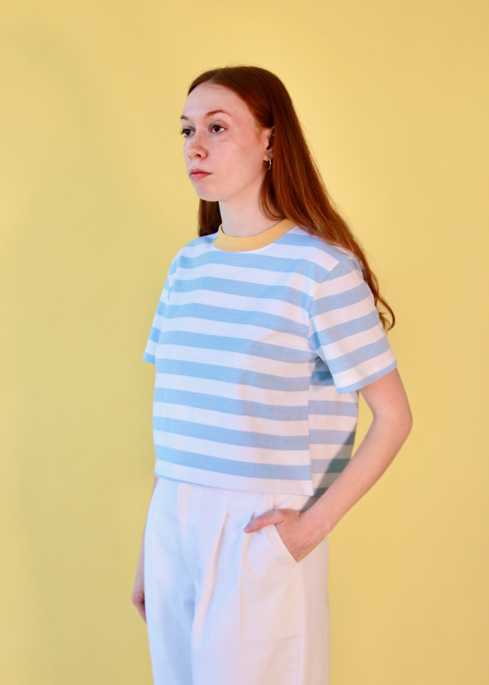 Studio Citizen Studio Citizen Perfect Tee in Light Blue Stripe