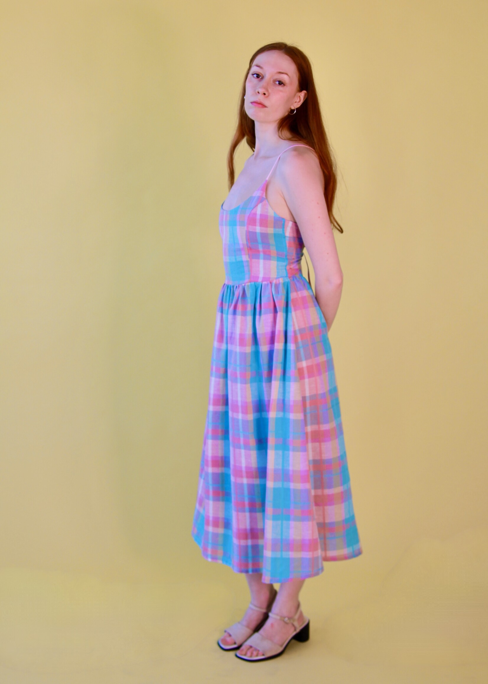 Studio Citizen Studio Citizen Maiden Dress in Pastel Plaid Linen