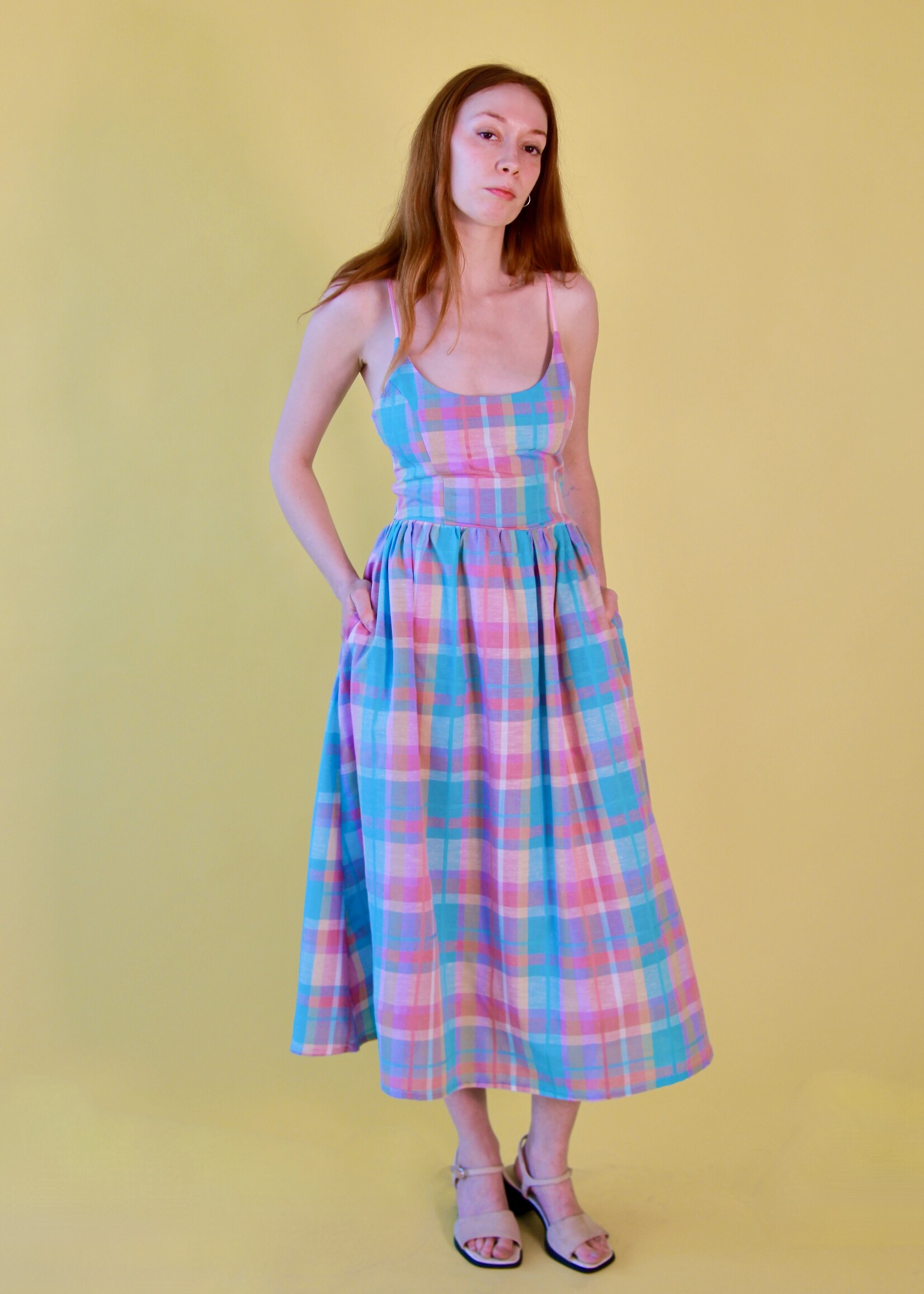 Studio Citizen Studio Citizen Maiden Dress in Pastel Plaid Linen