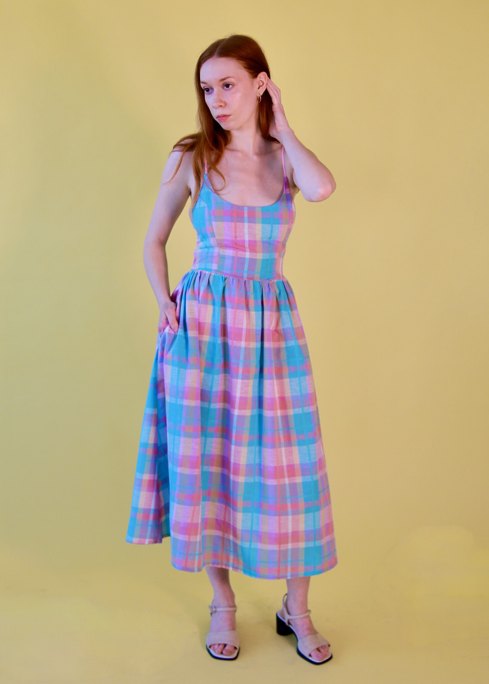 Studio Citizen Studio Citizen Maiden Dress in Pastel Plaid Linen