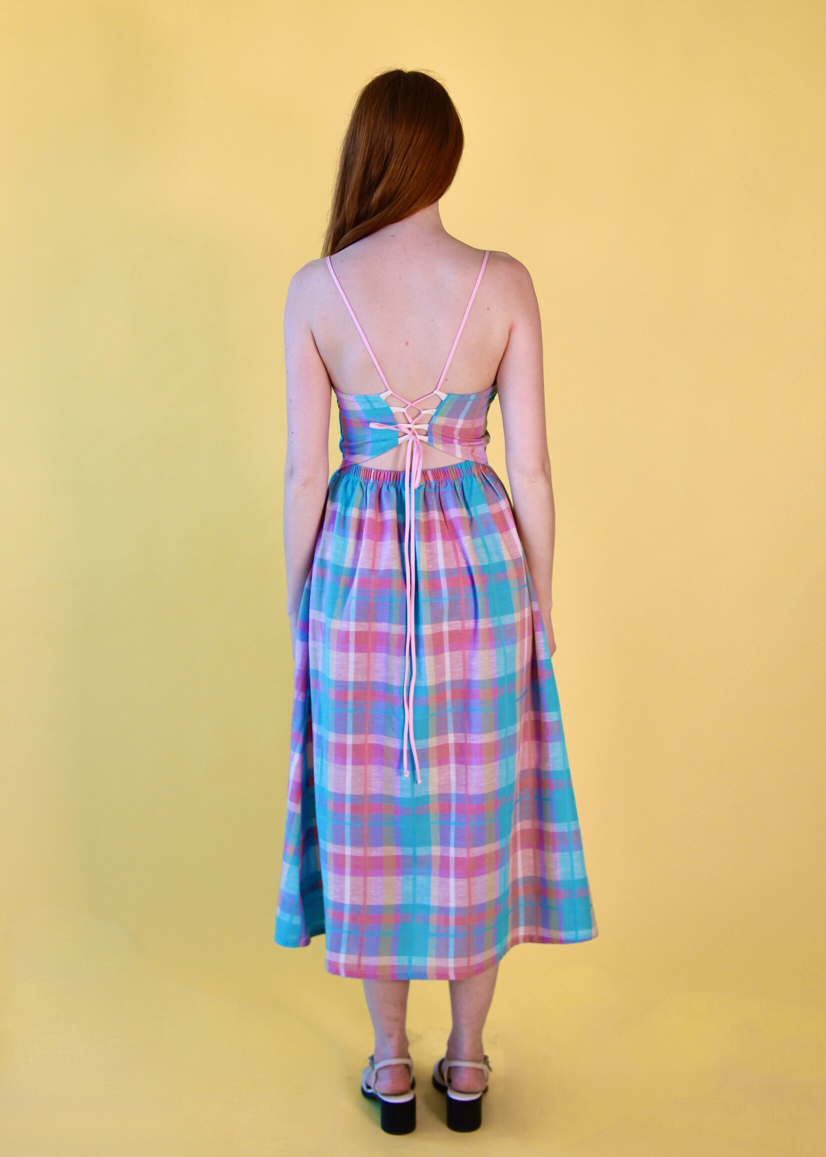 Studio Citizen Studio Citizen Maiden Dress in Pastel Plaid Linen