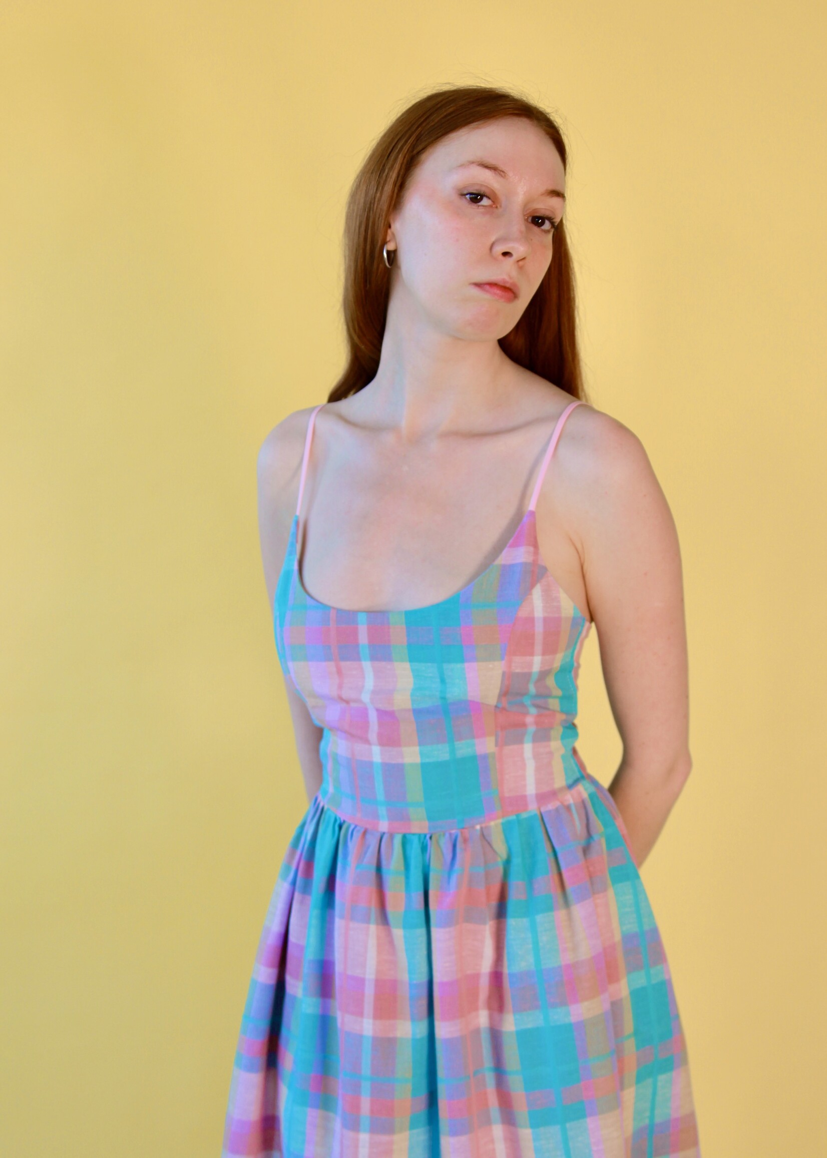 Studio Citizen Studio Citizen Maiden Dress in Pastel Plaid Linen