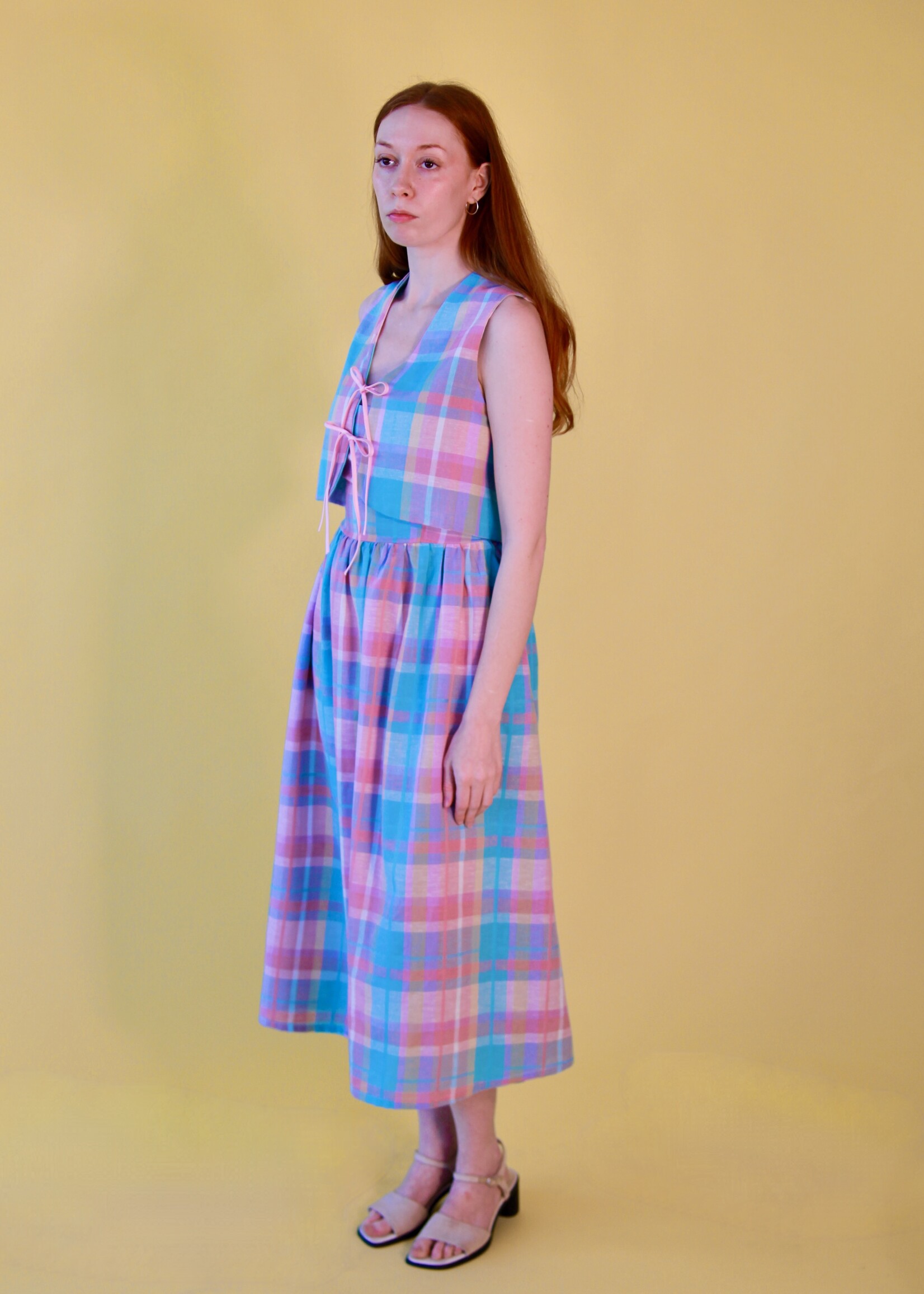 Studio Citizen Studio Citizen Maiden Dress in Pastel Plaid Linen