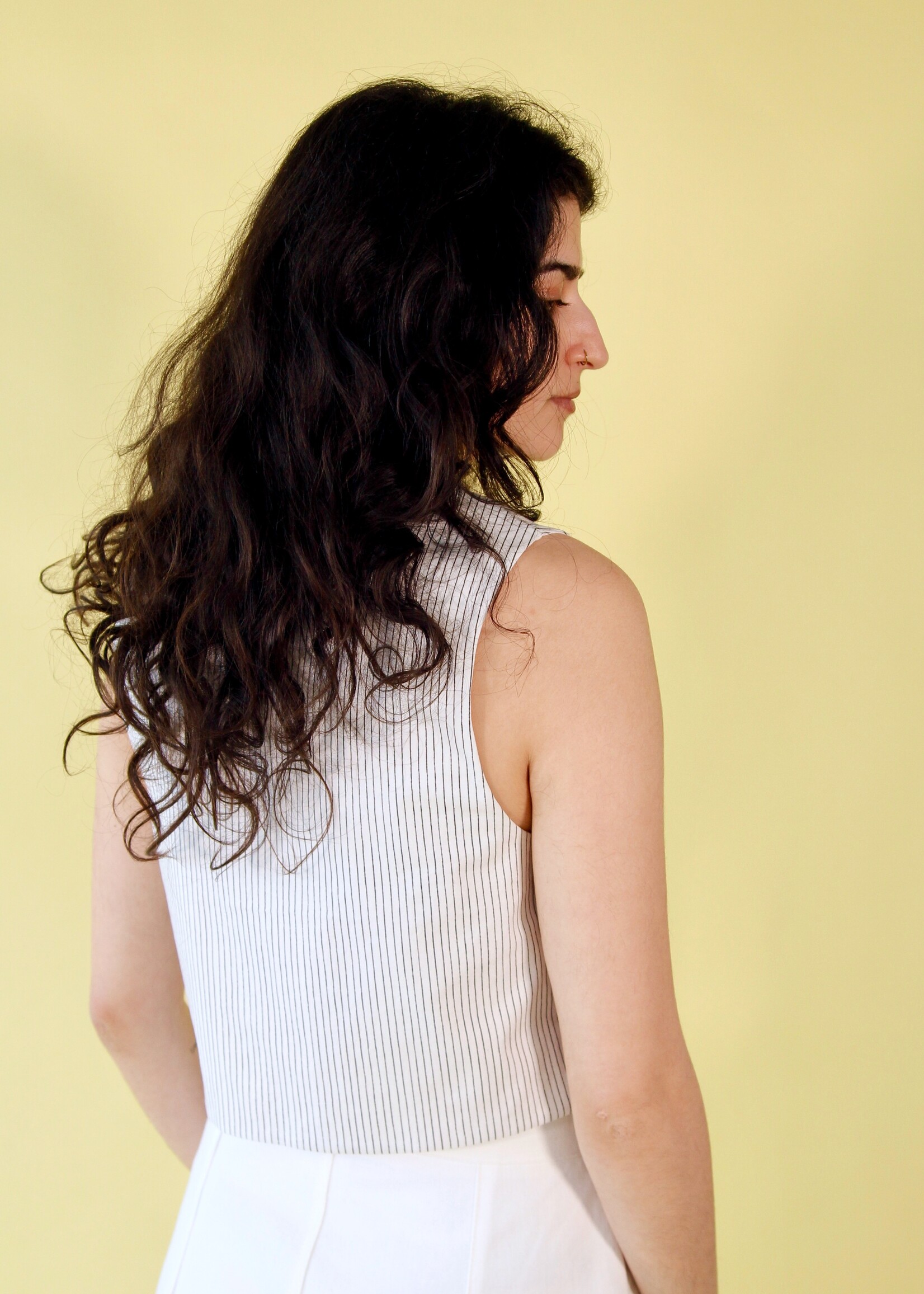 Studio Citizen Studio Citizen Fitted Vest - White with Black Pinstripe