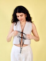 Studio Citizen Fitted Vest - White with Black Pinstripe
