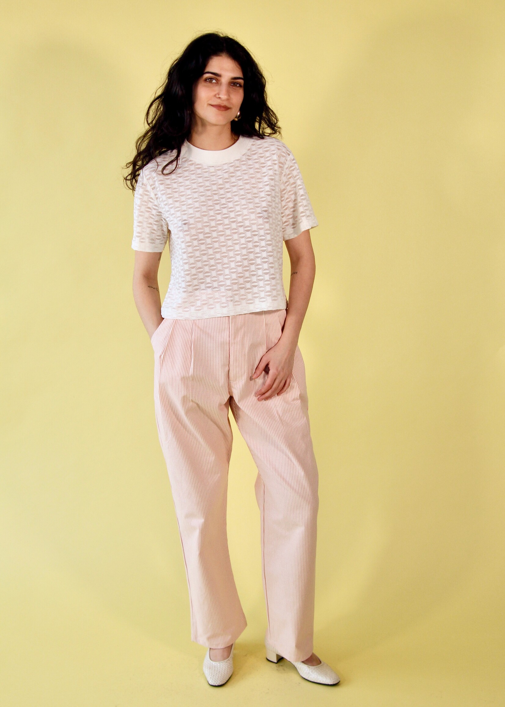 Studio Citizen Studio Citizen Pleated Pants - Pink Pinstripe Cotton