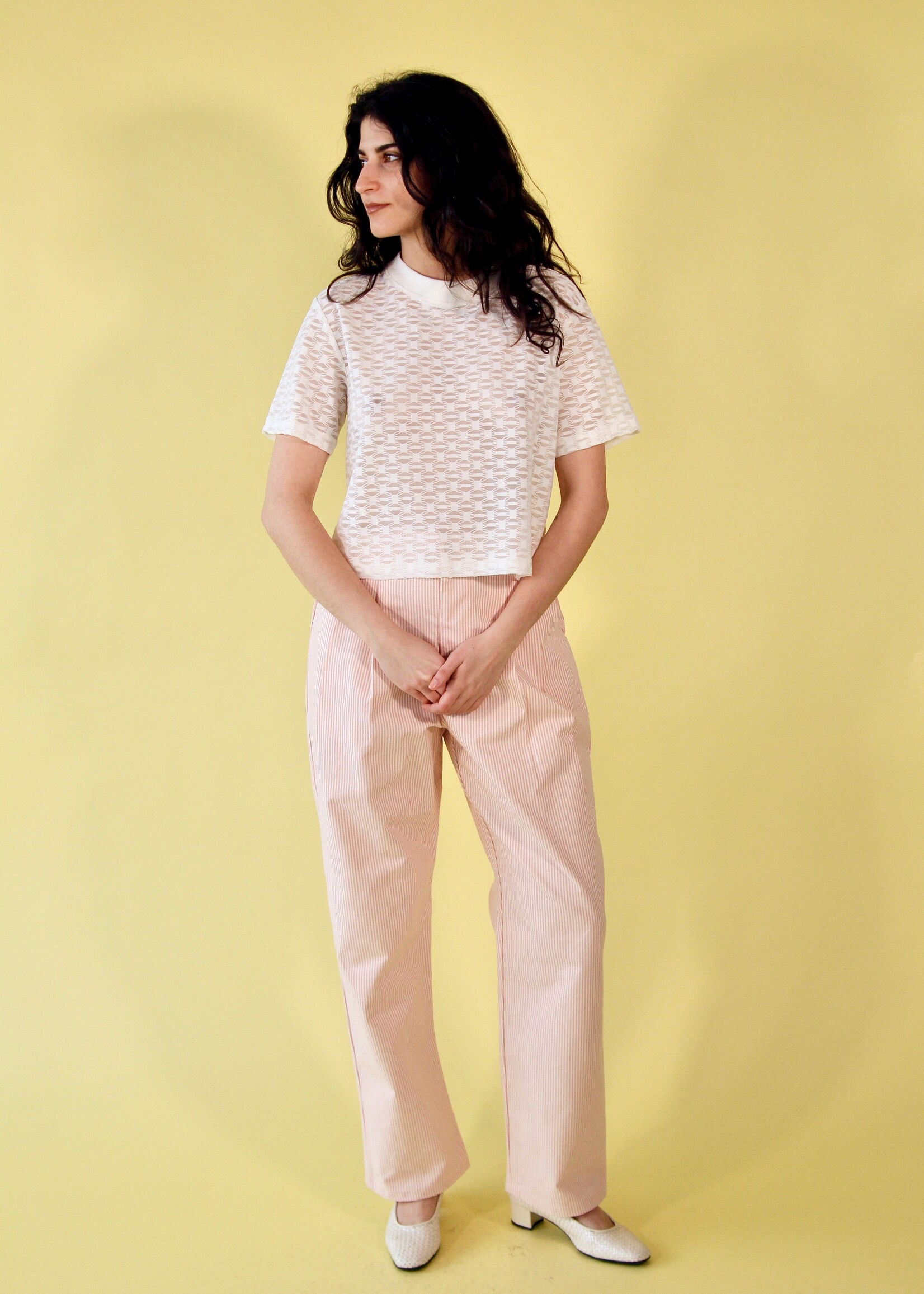 Studio Citizen Studio Citizen Pleated Pants - Pink Pinstripe Cotton