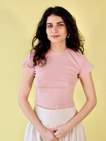 Studio Citizen Baby Tee in Pink Mesh with White Polka-dots