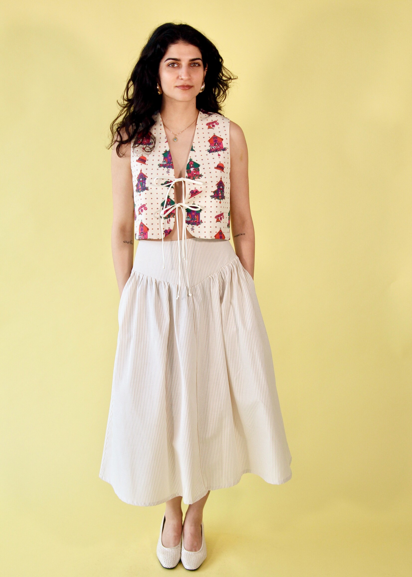 Studio Citizen Studio Citizen Maiden Skirt in Beige Stripe