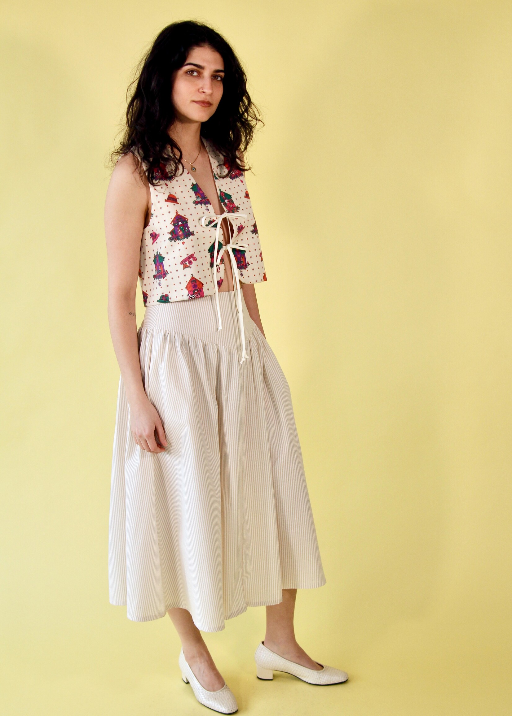 Studio Citizen Studio Citizen Maiden Skirt in Beige Stripe