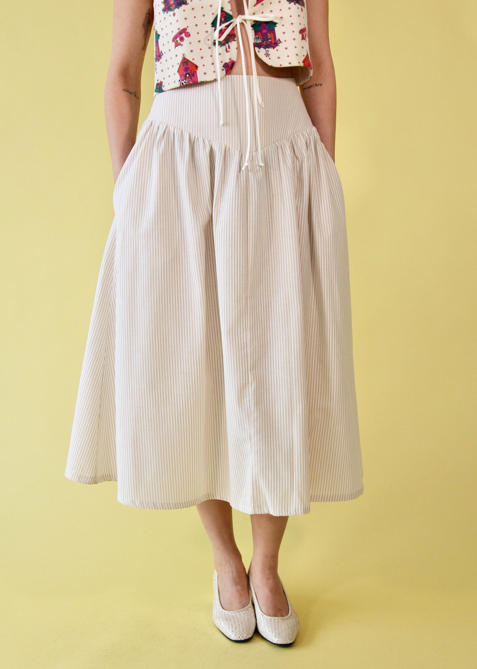 Studio Citizen Studio Citizen Maiden Skirt in Beige Stripe
