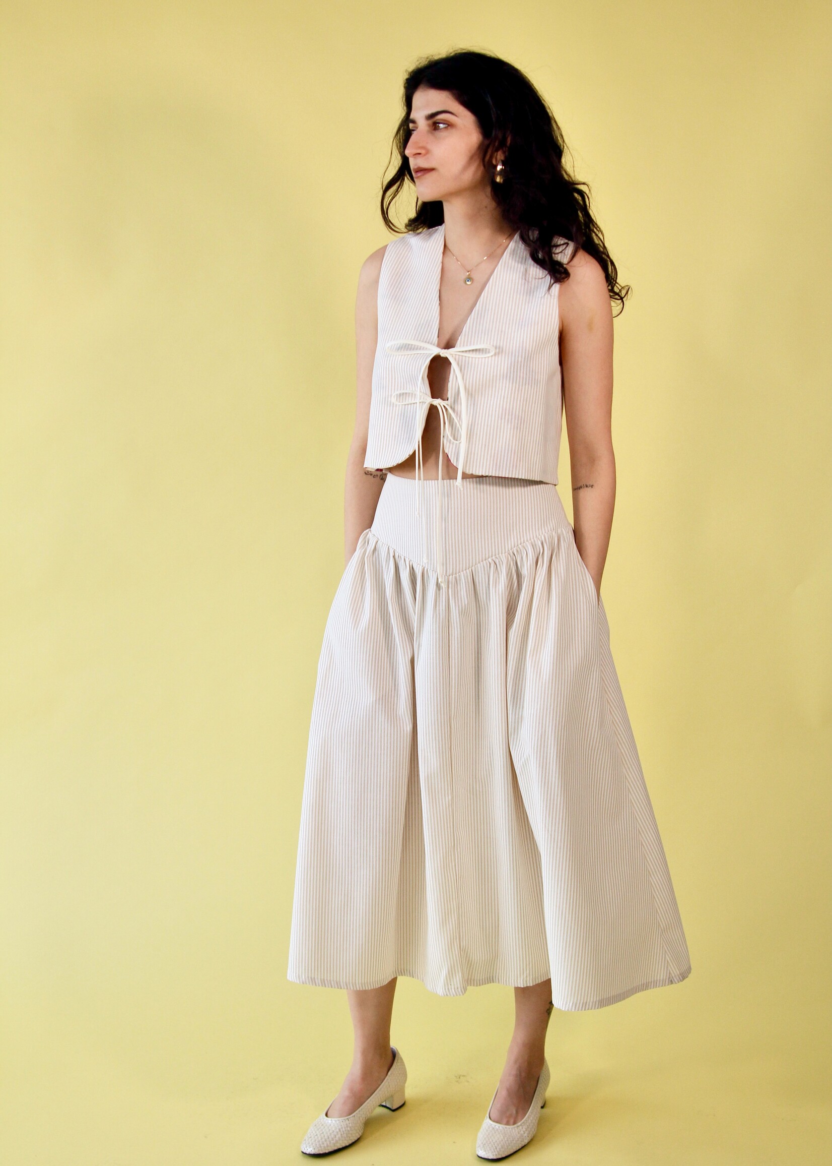 Studio Citizen Studio Citizen Maiden Skirt in Beige Stripe