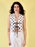 Studio Citizen Tie Vest in White w/Black Polka Dots