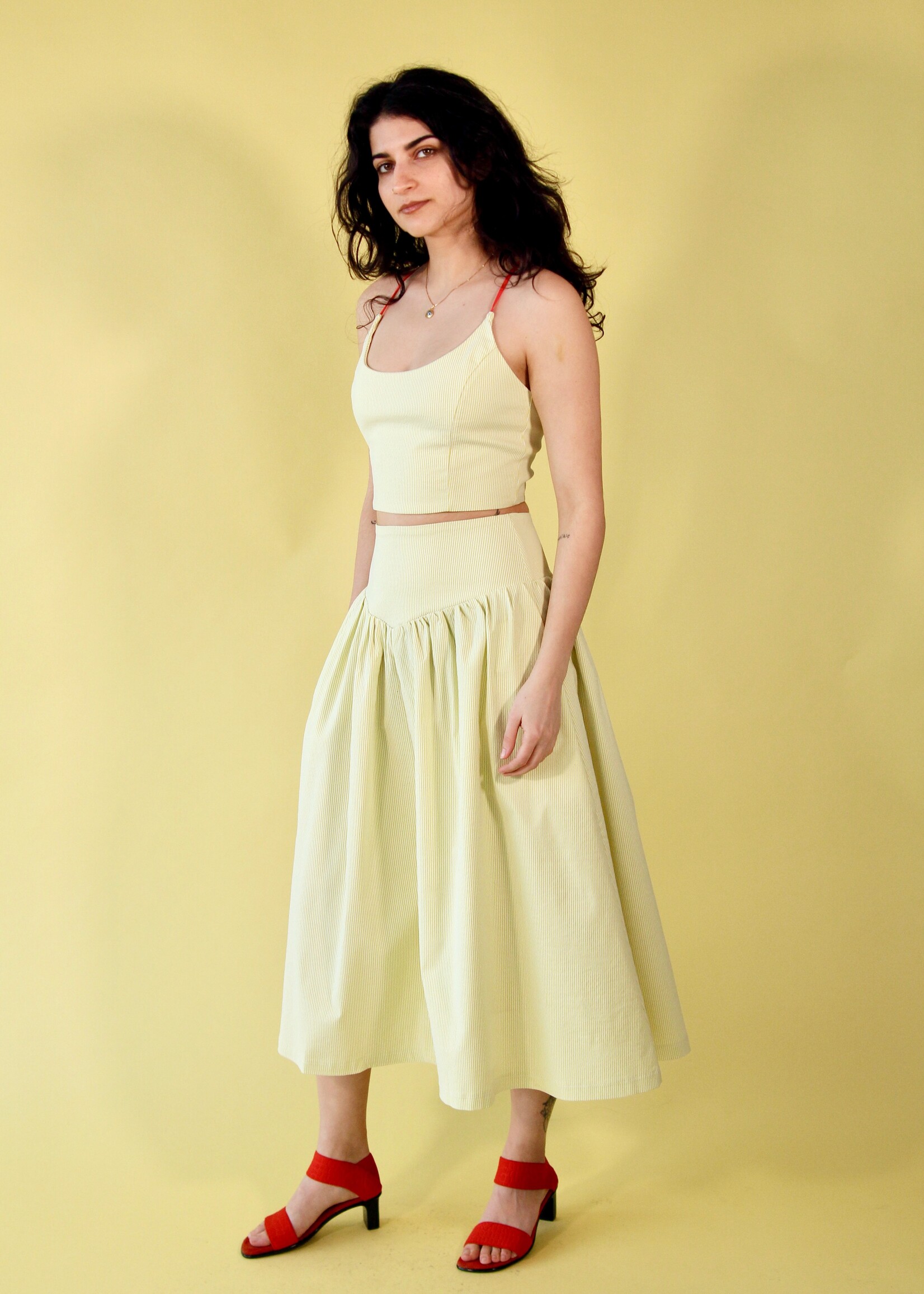 Studio Citizen Studio Citizen Maiden Skirt in Lime Pinstripe