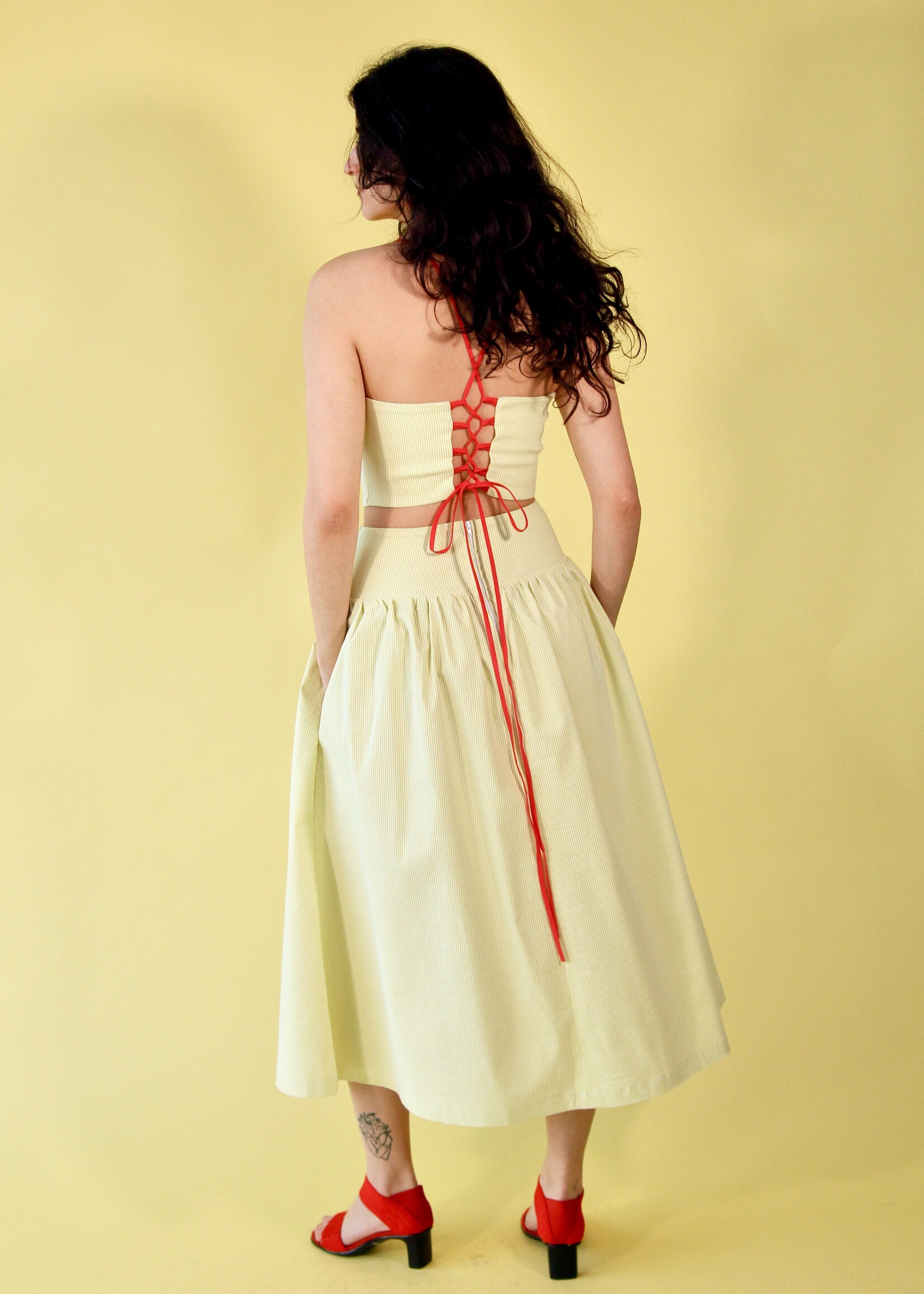 Studio Citizen Studio Citizen Maiden Skirt in Lime Pinstripe