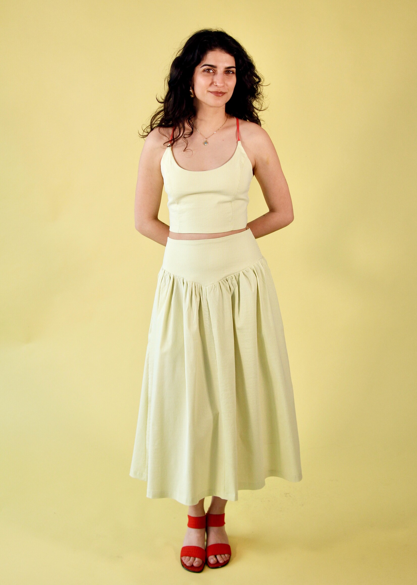 Studio Citizen Studio Citizen Maiden Skirt in Lime Pinstripe