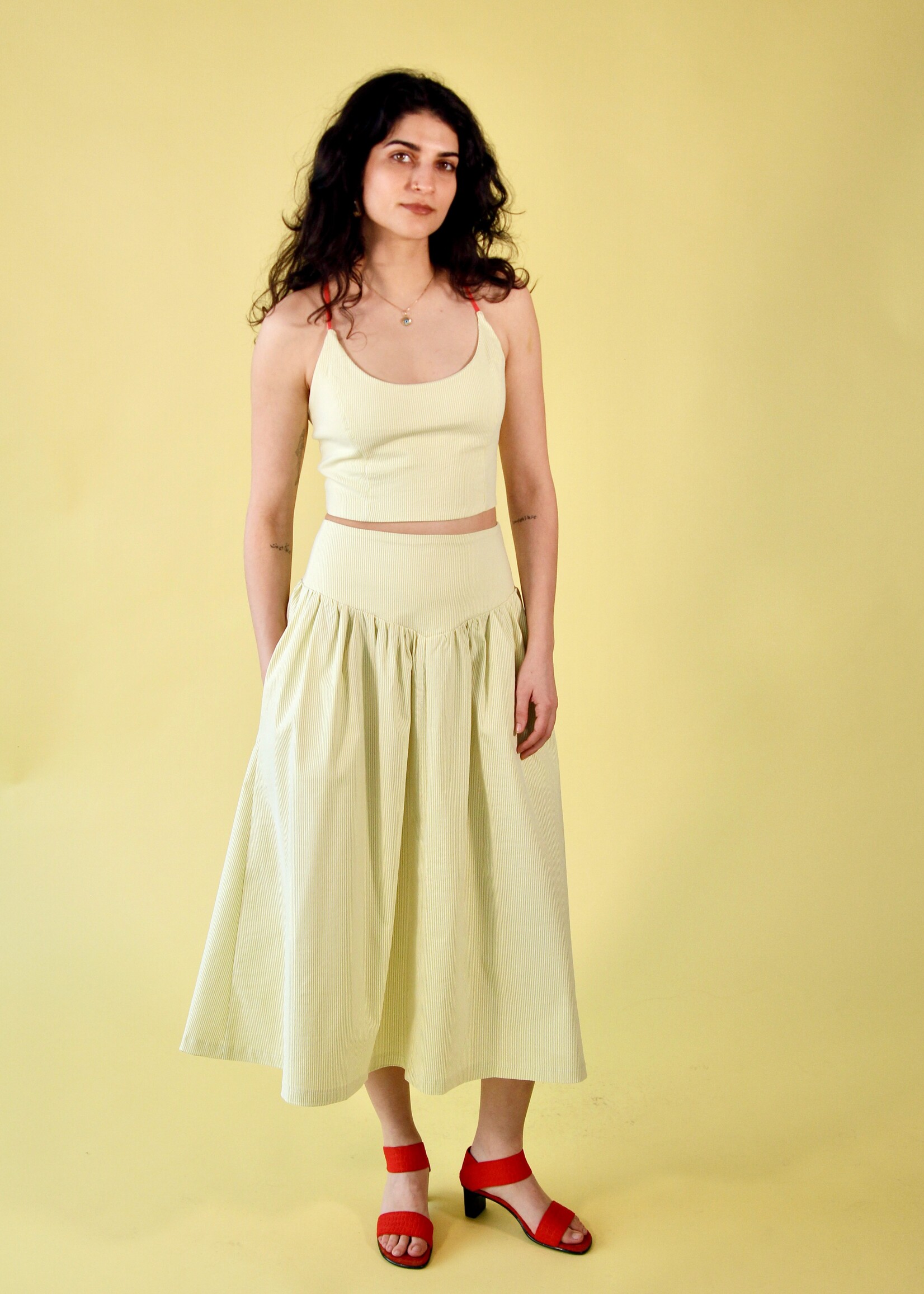 Studio Citizen Studio Citizen Maiden Skirt in Lime Pinstripe