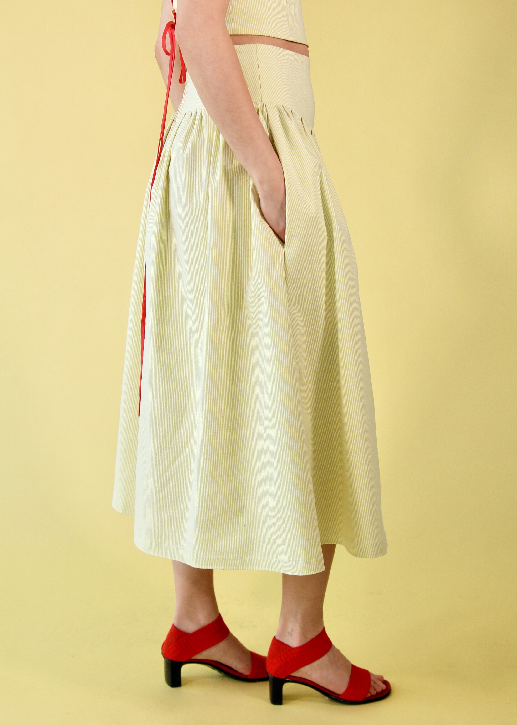 Studio Citizen Studio Citizen Maiden Skirt in Lime Pinstripe