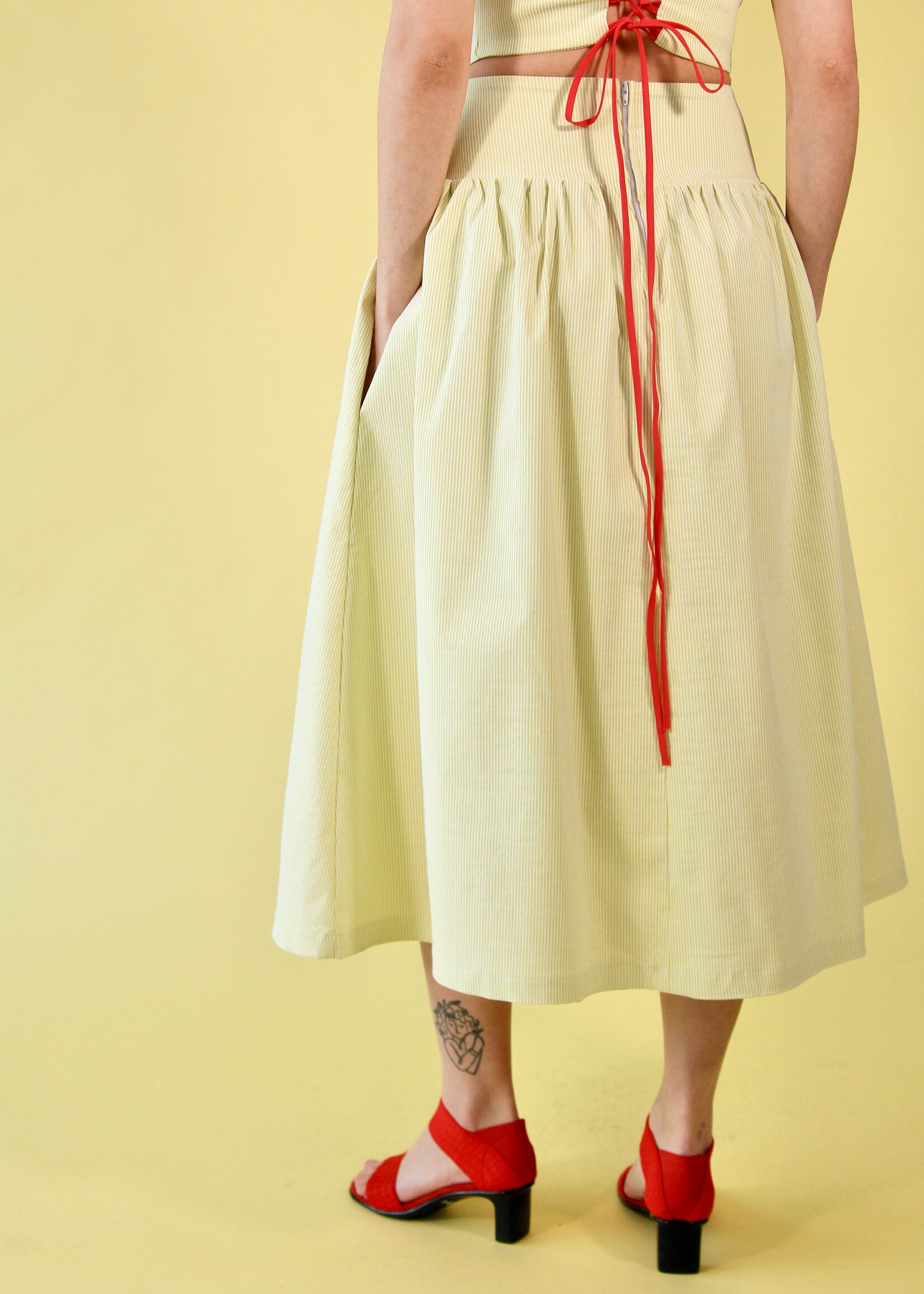 Studio Citizen Studio Citizen Maiden Skirt in Lime Pinstripe