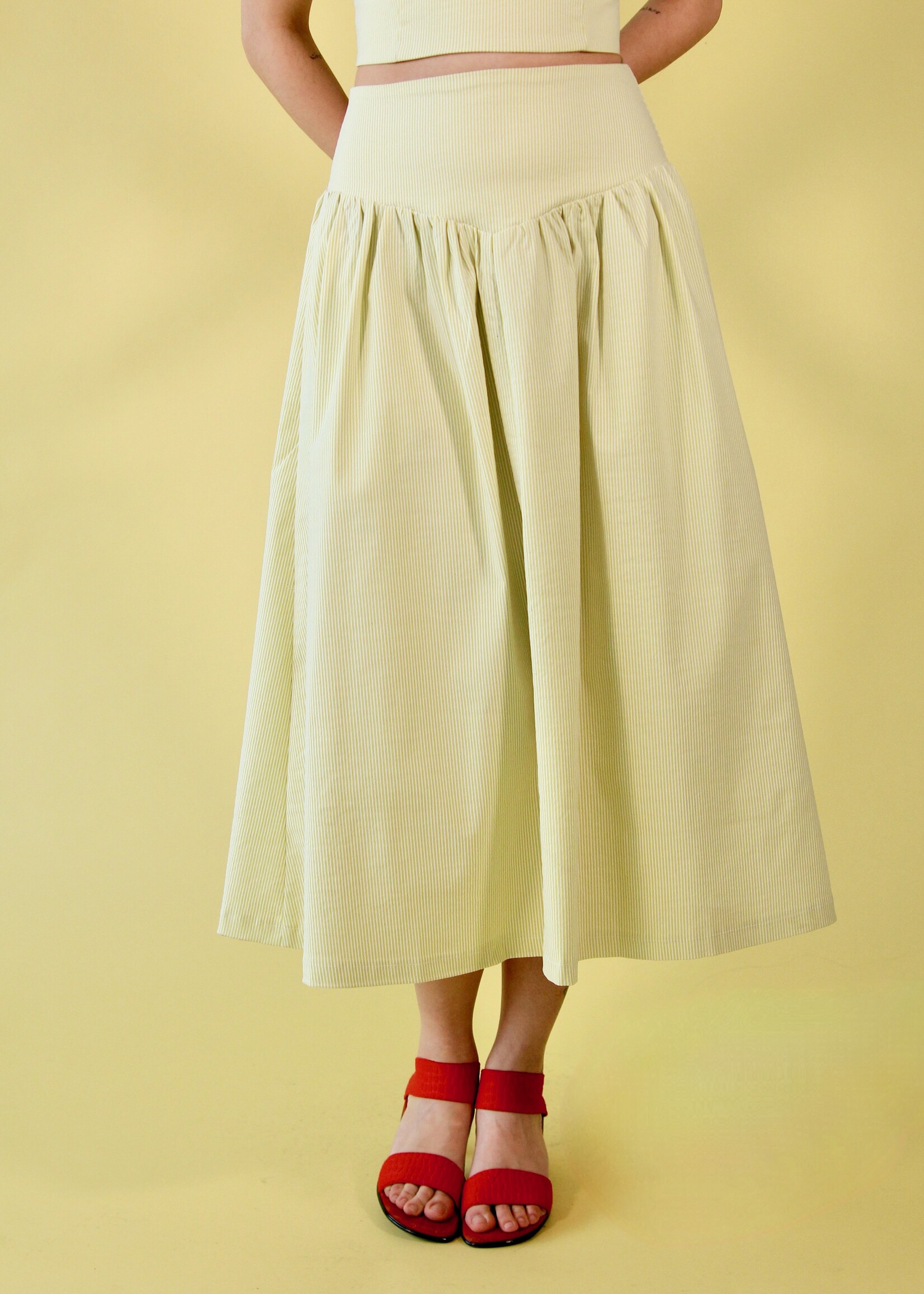 Studio Citizen Studio Citizen Maiden Skirt in Lime Pinstripe