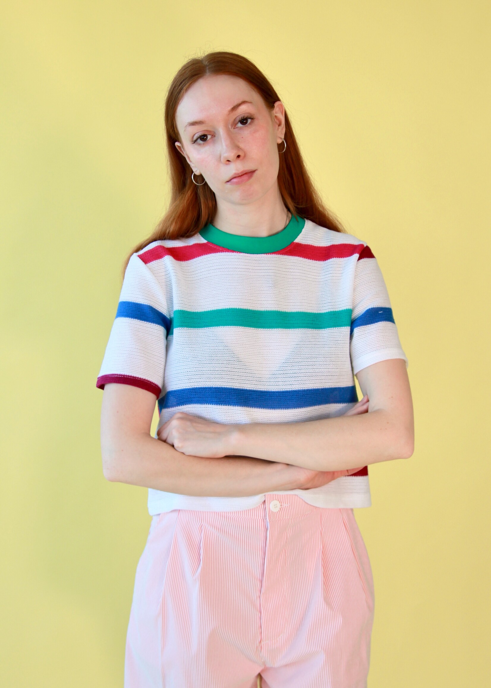 Studio Citizen Studio Citizen Perfect Tee in Striped Cotton Grid
