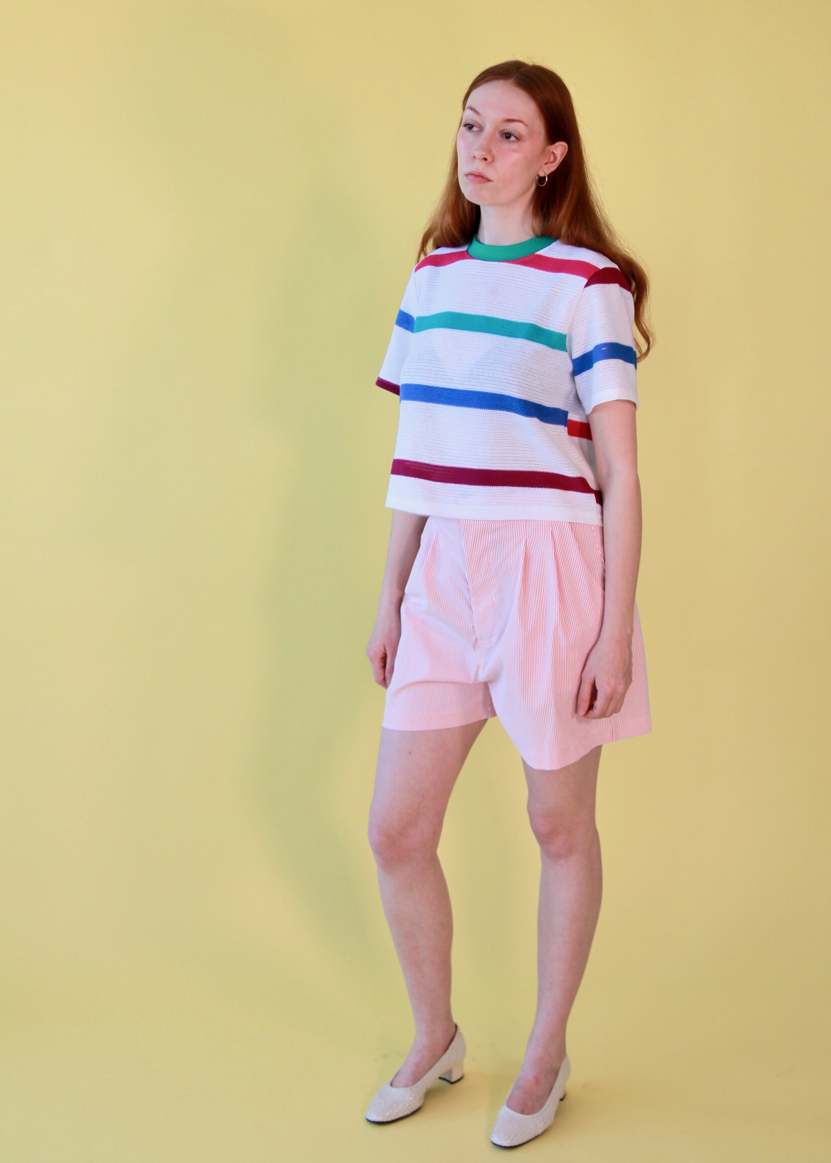 Studio Citizen Studio Citizen Perfect Tee in Striped Cotton Grid