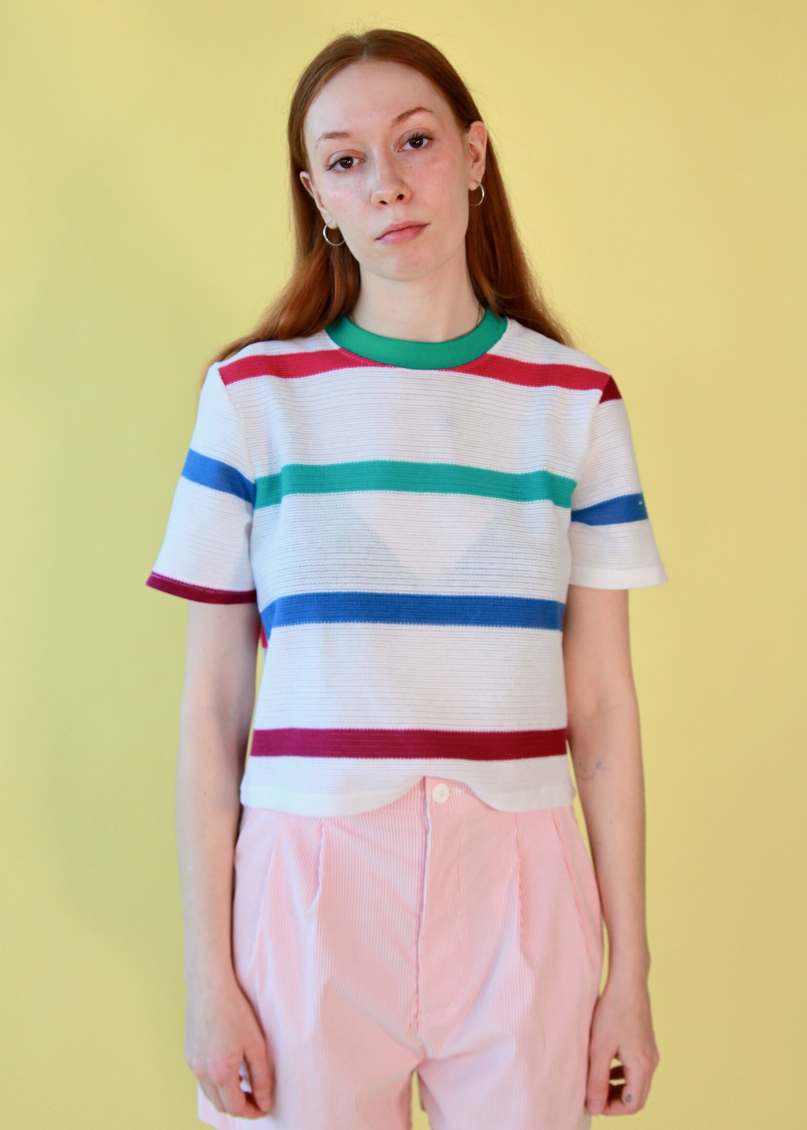 Studio Citizen Studio Citizen Perfect Tee in Striped Cotton Grid
