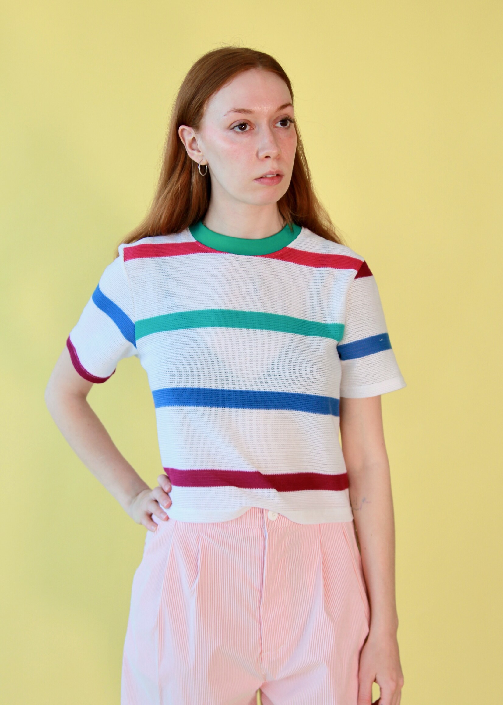 Studio Citizen Studio Citizen Perfect Tee in Striped Cotton Grid
