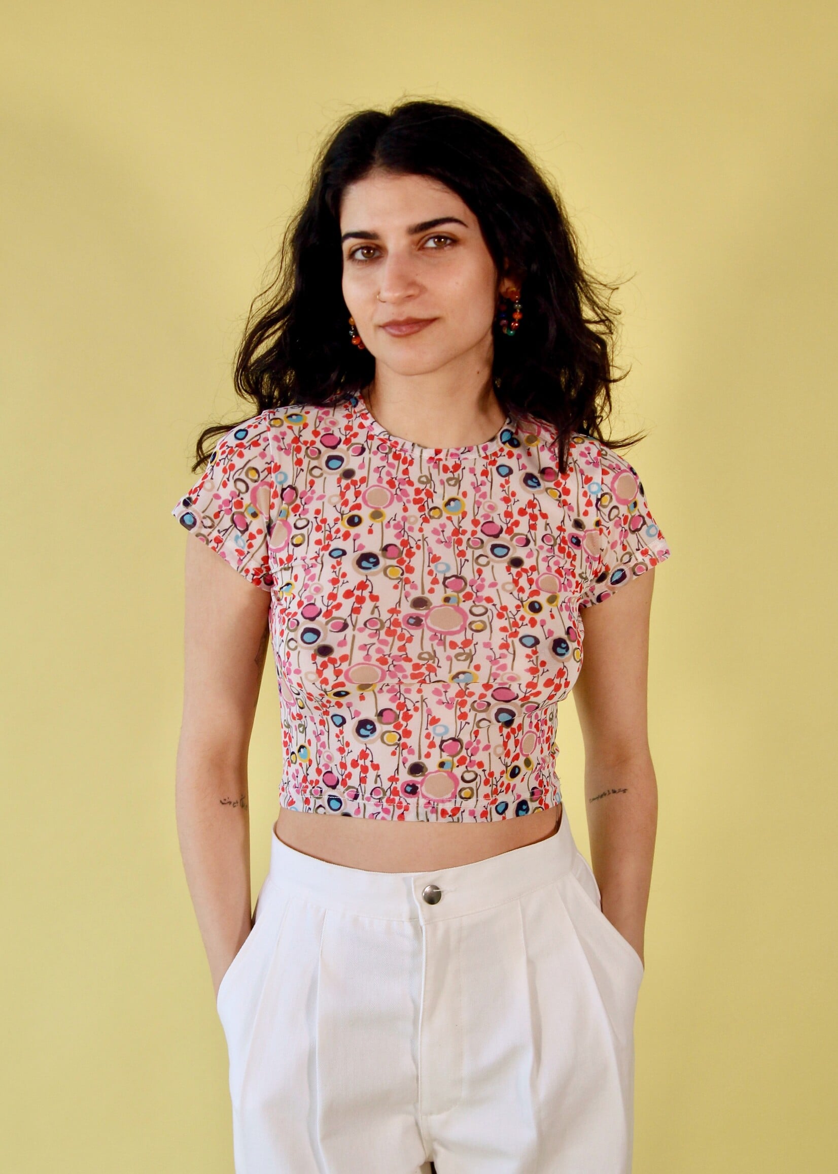 Studio Citizen Studio Citizen Baby Tee in Abstract Floral Mesh