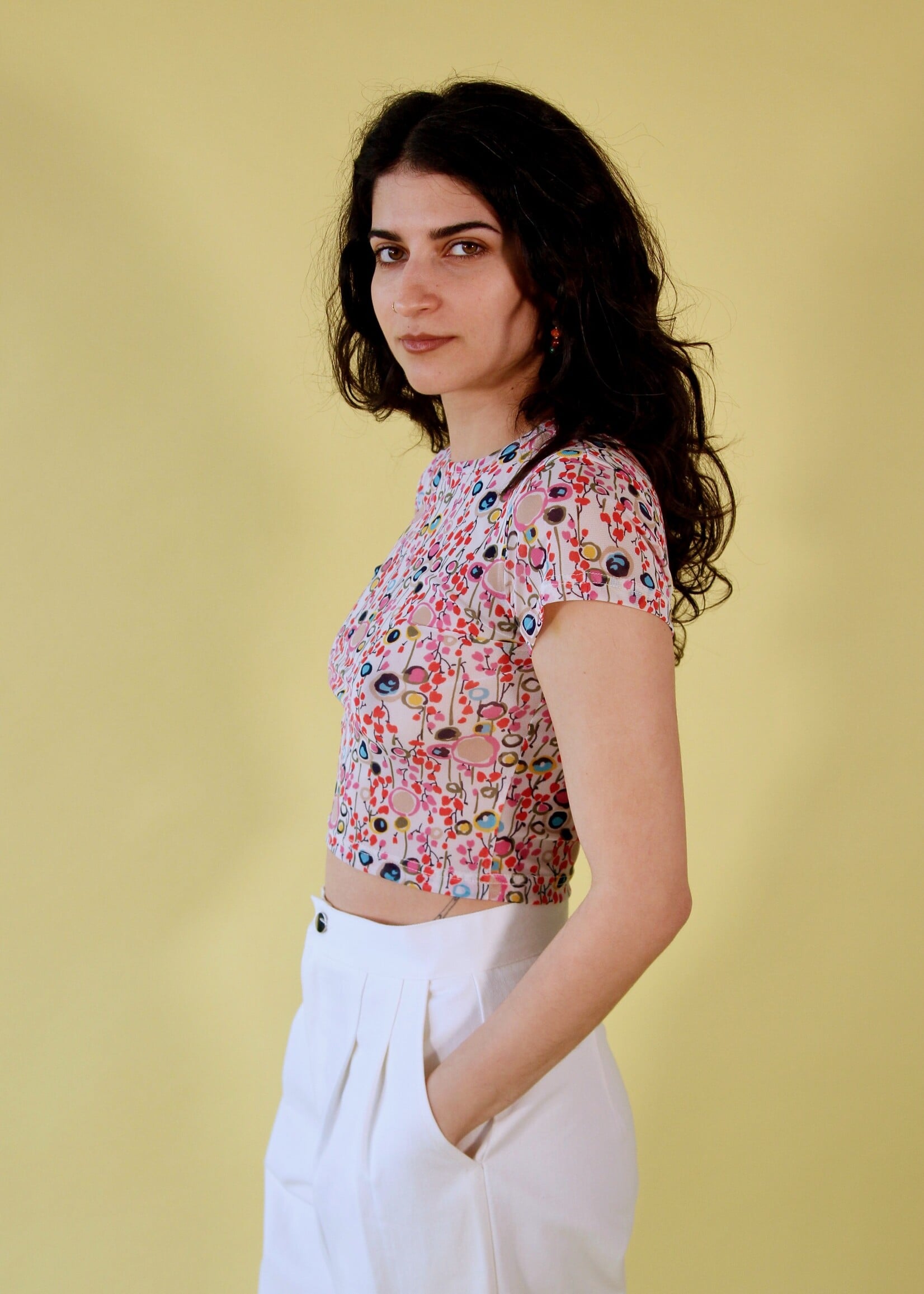 Studio Citizen Studio Citizen Baby Tee in Abstract Floral Mesh