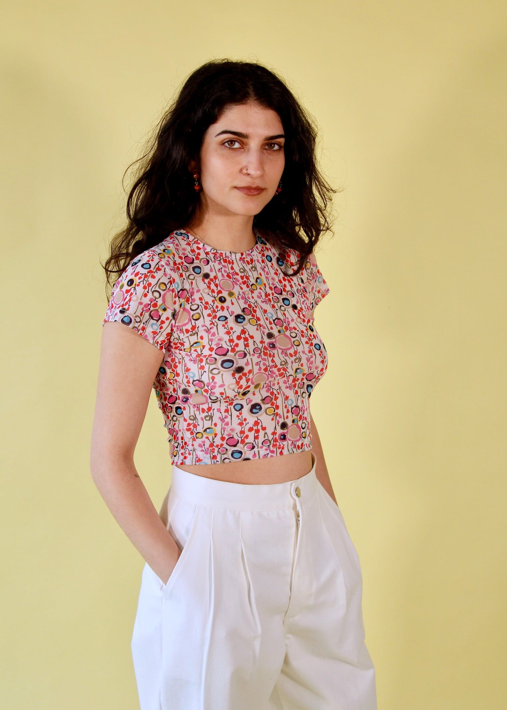 Studio Citizen Studio Citizen Baby Tee in Abstract Floral Mesh