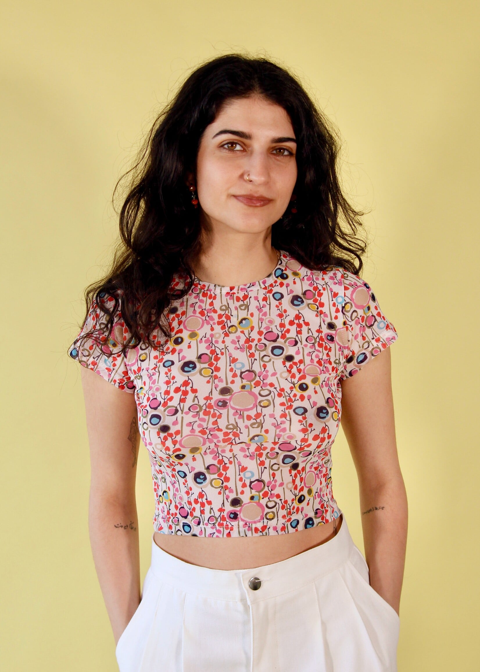 Studio Citizen Studio Citizen Baby Tee in Abstract Floral Mesh