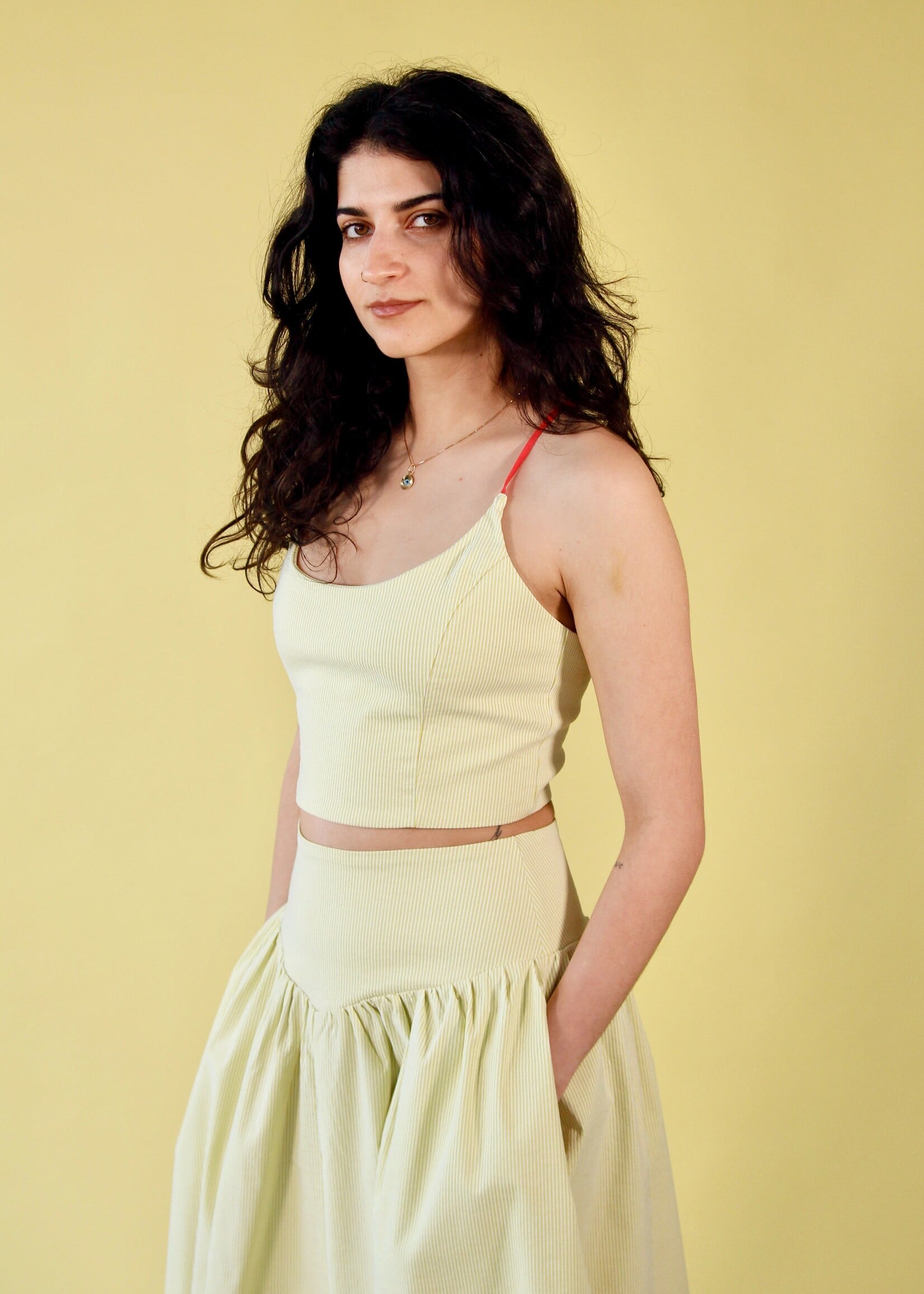 Studio Citizen Studio Citizen Maiden Top in Lime Pin-Stripe
