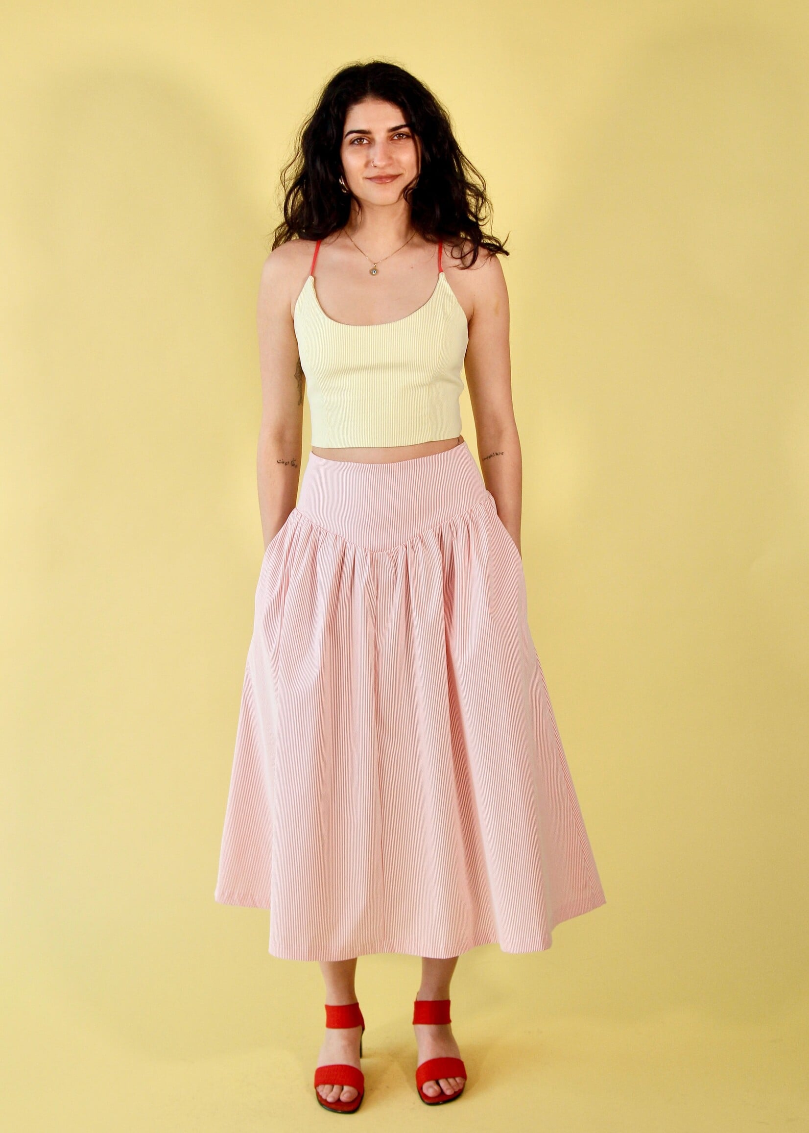Studio Citizen Studio Citizen Maiden Top in Lime Pin-Stripe