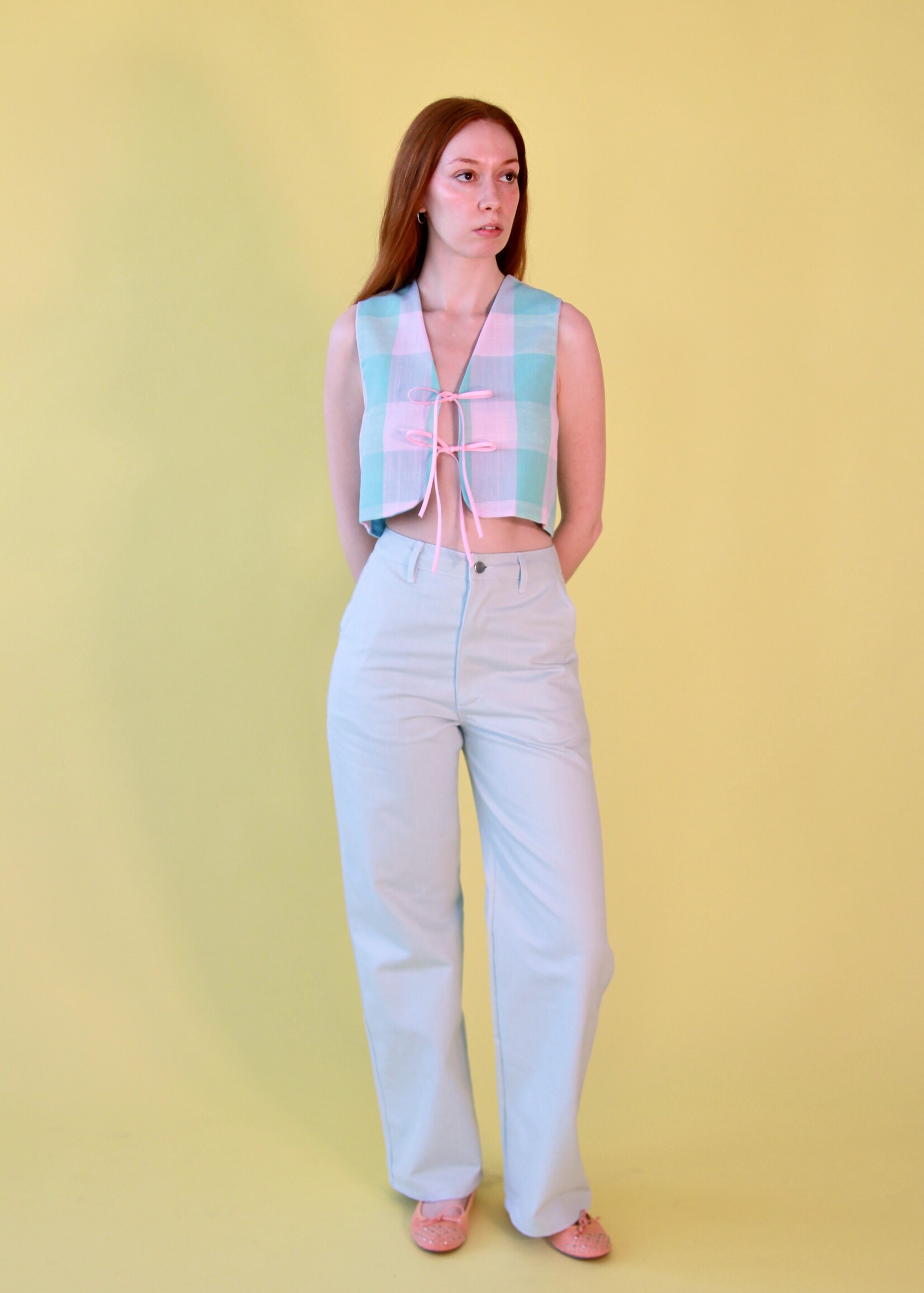 Studio Citizen Studio Citizen Straight Cut Pants  in Ice Blue Denim