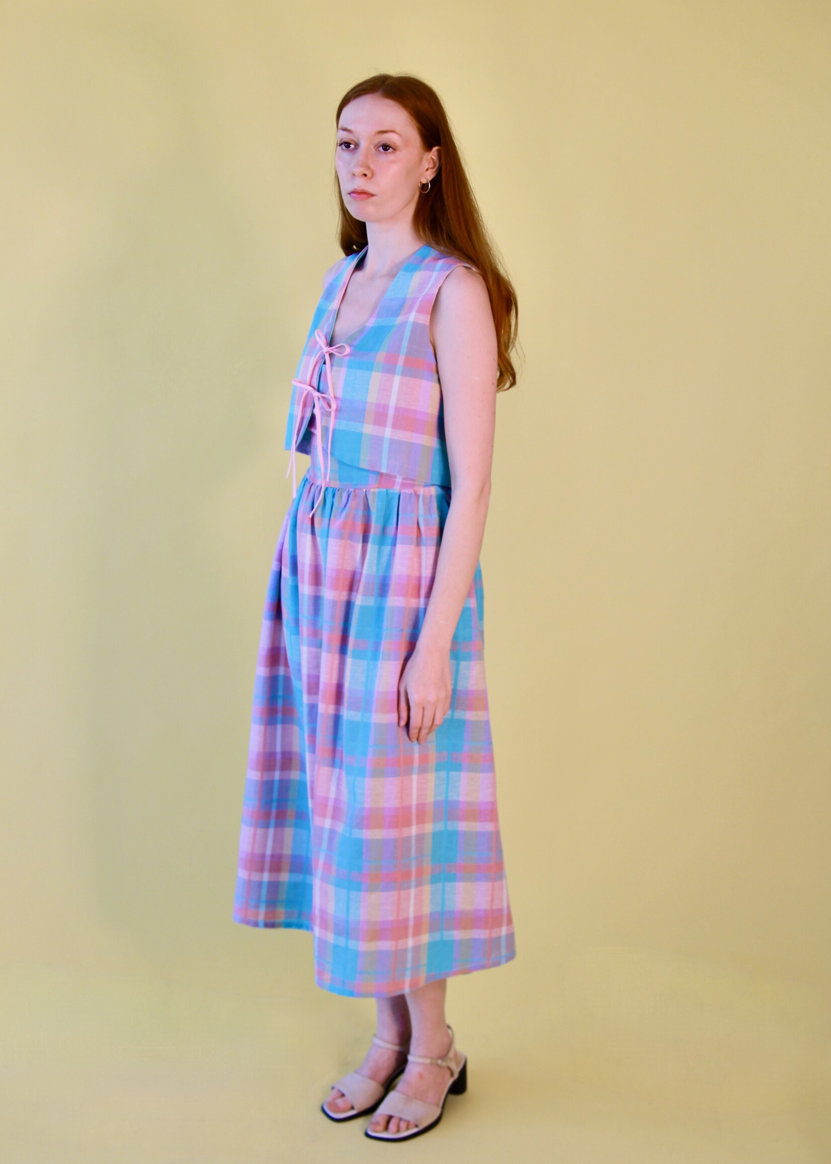 Studio Citizen Studio Citizen Maiden Dress in Pastel Plaid Linen