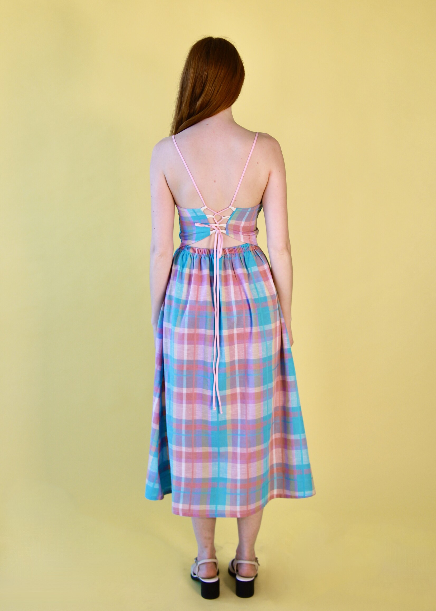 Studio Citizen Studio Citizen Maiden Dress in Pastel Plaid Linen